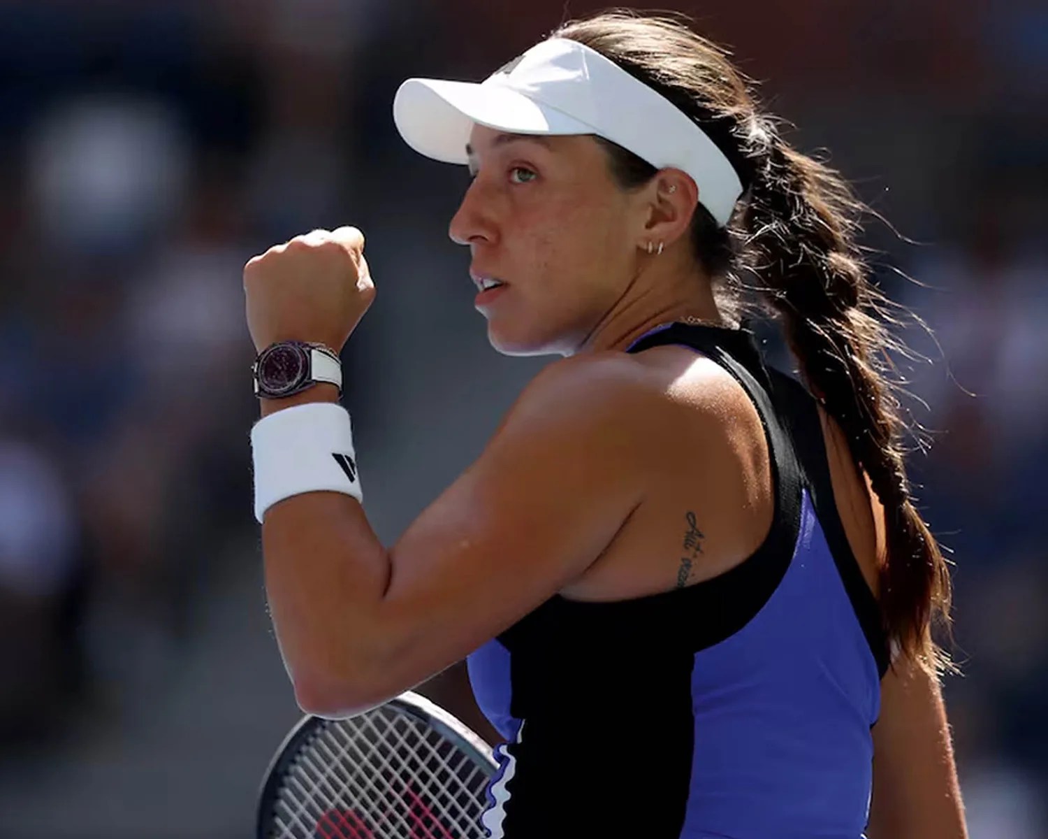 jess pegula plays tennis while wearing a de bethune watch