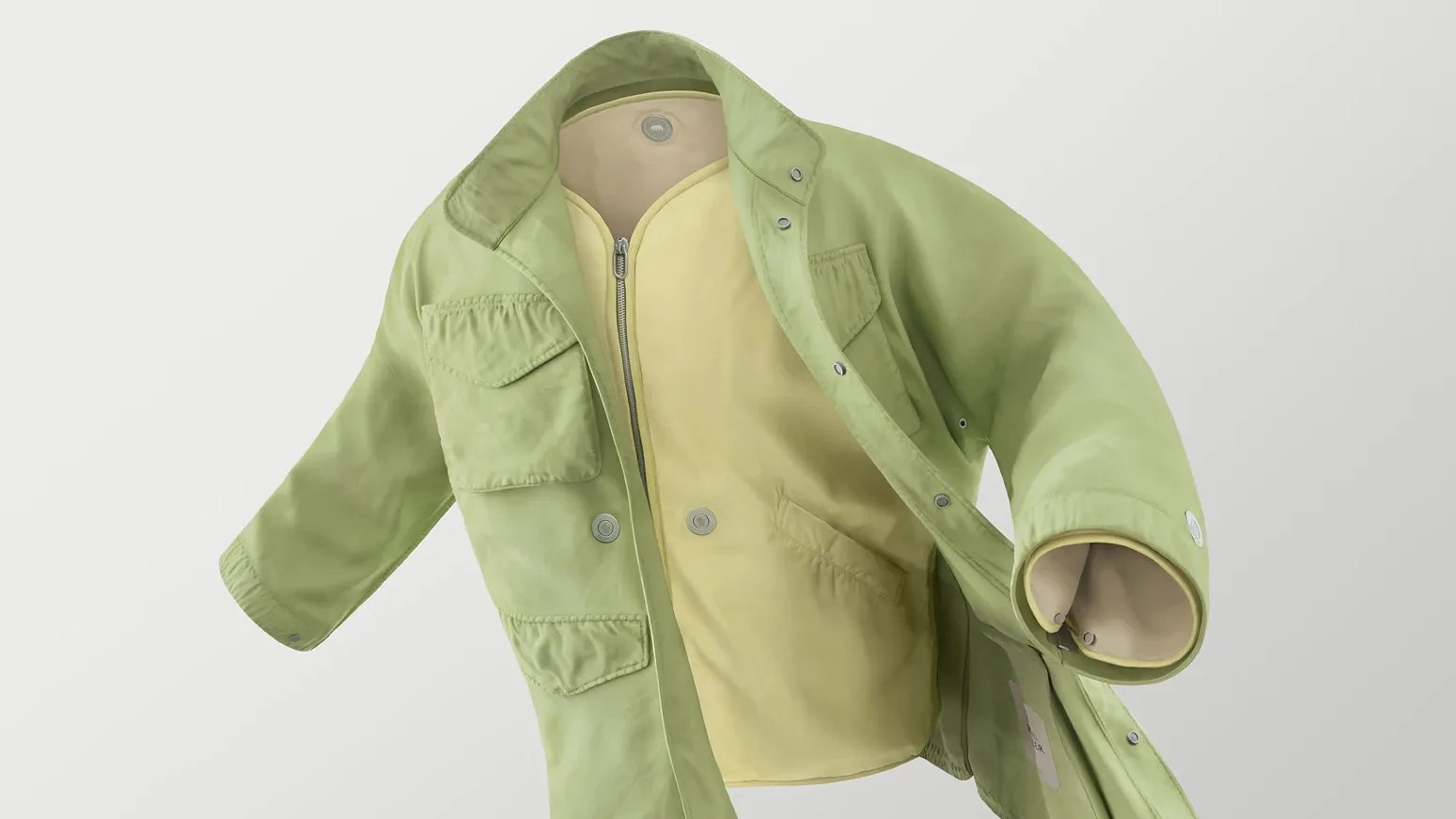 green jacket on a yellow vest