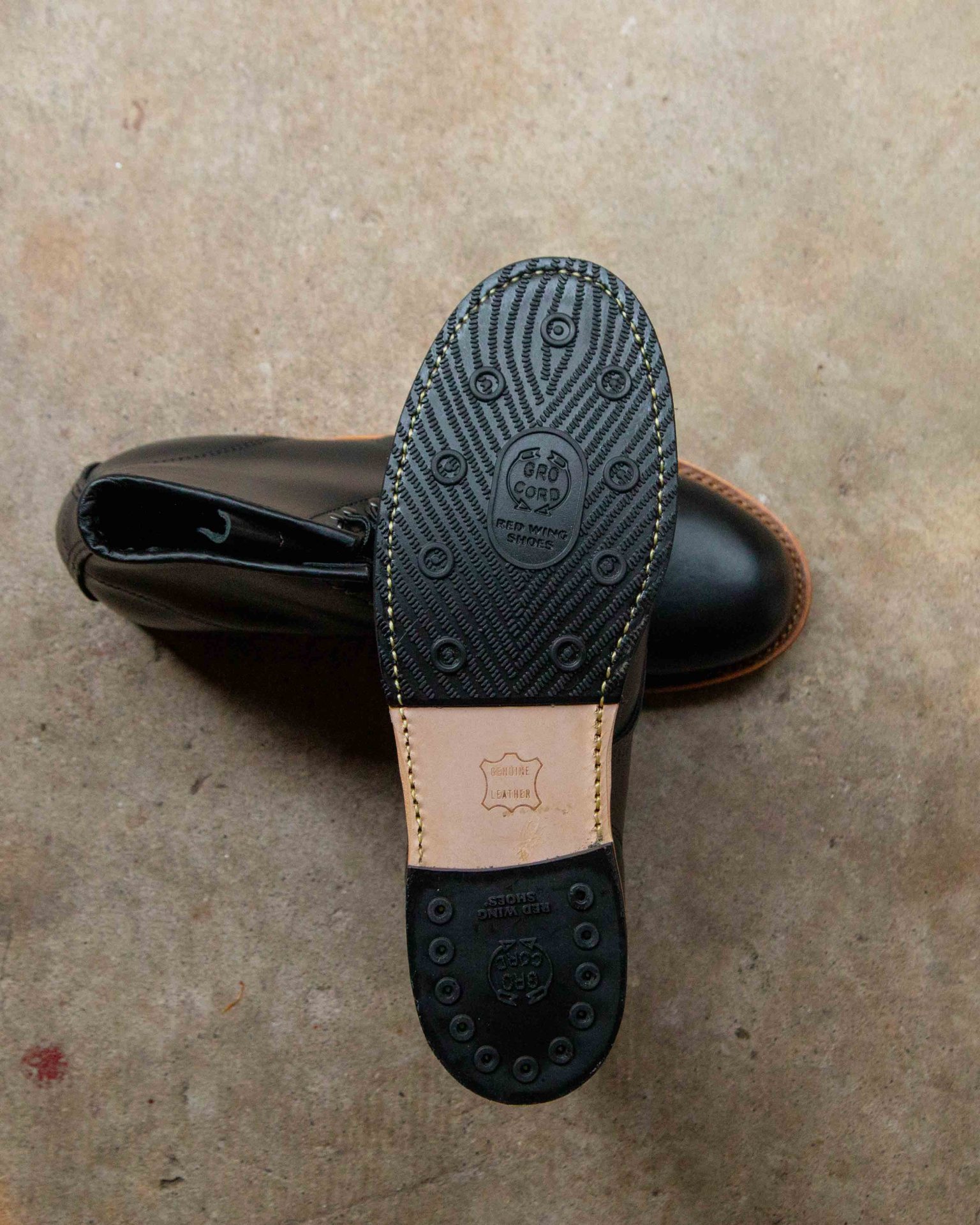 sole of red wing black boot