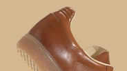 A close up shot of the hell of the Adidas Samba OG Italian Leather