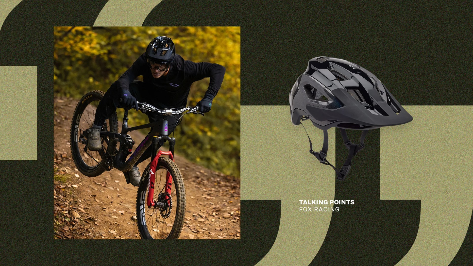 talking points fox racing man riding on bike down dirt path