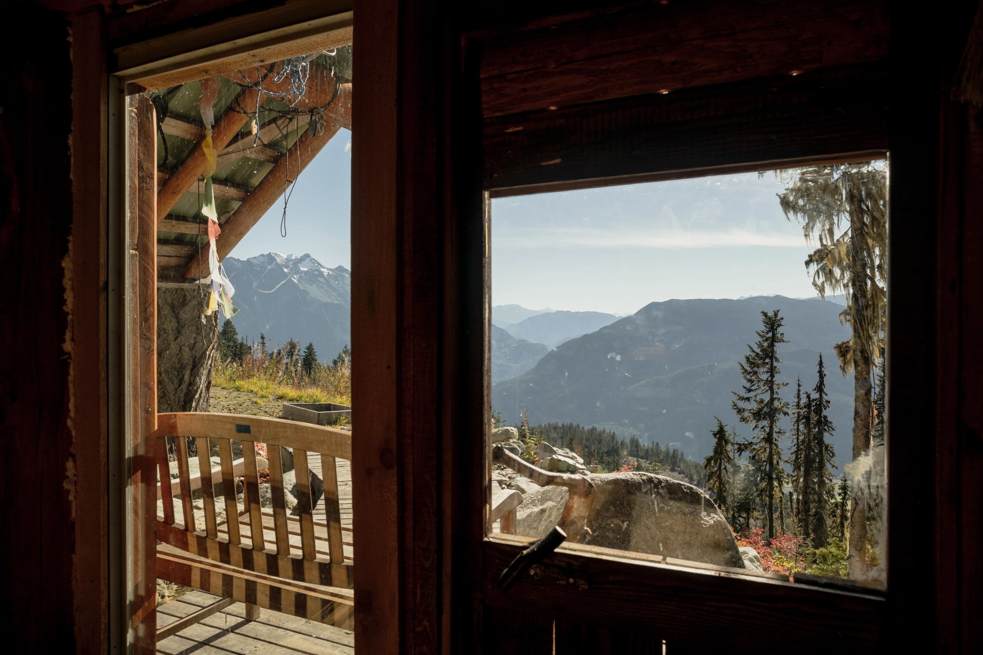 An emergency cabin at a paraglide launch in Pemberton, British Columbia, is stocked with first aid supplies, and amazing views.