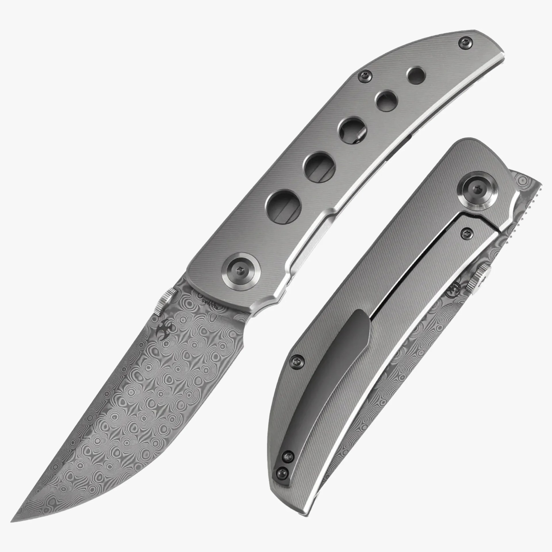 KANSEPT Tarkin Frame Lock Knife Bead Blasted Titanium with Holes Handle