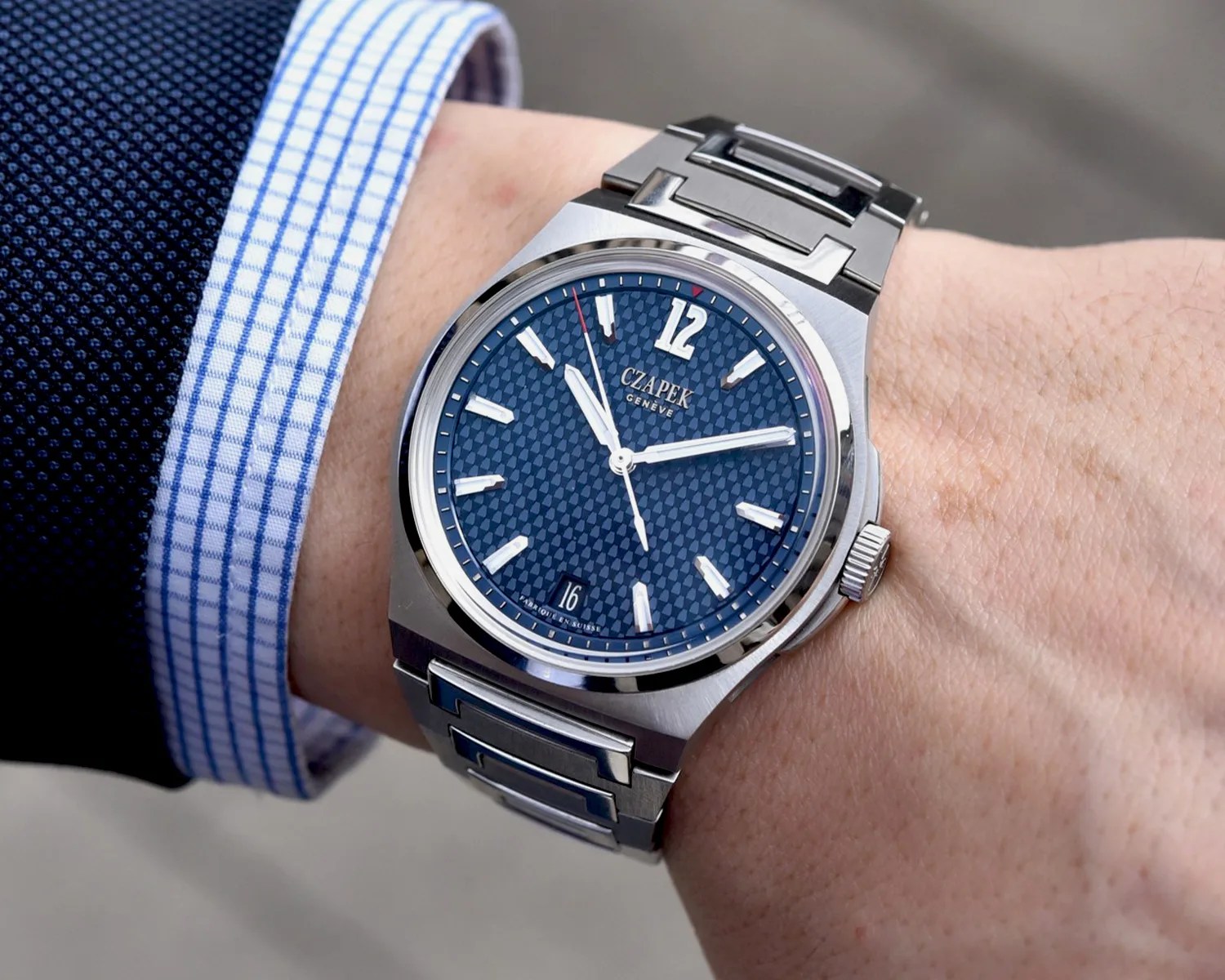 czapek watch on a mans wrist