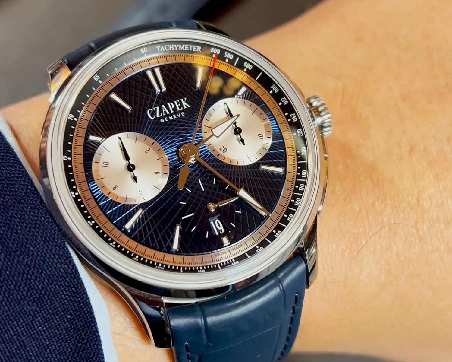 czapek watch on a mans wrist