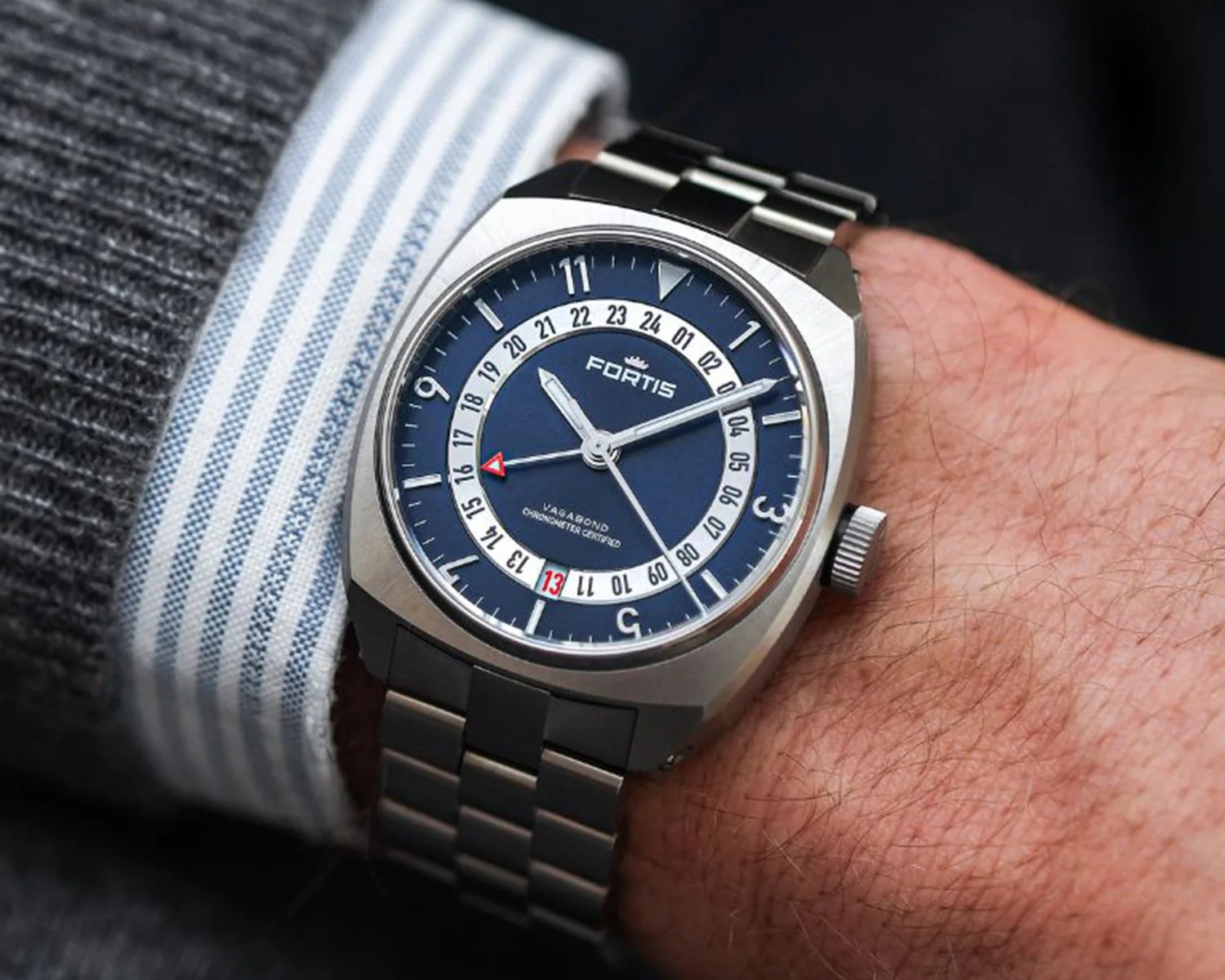 fortis watch on a mans wrist