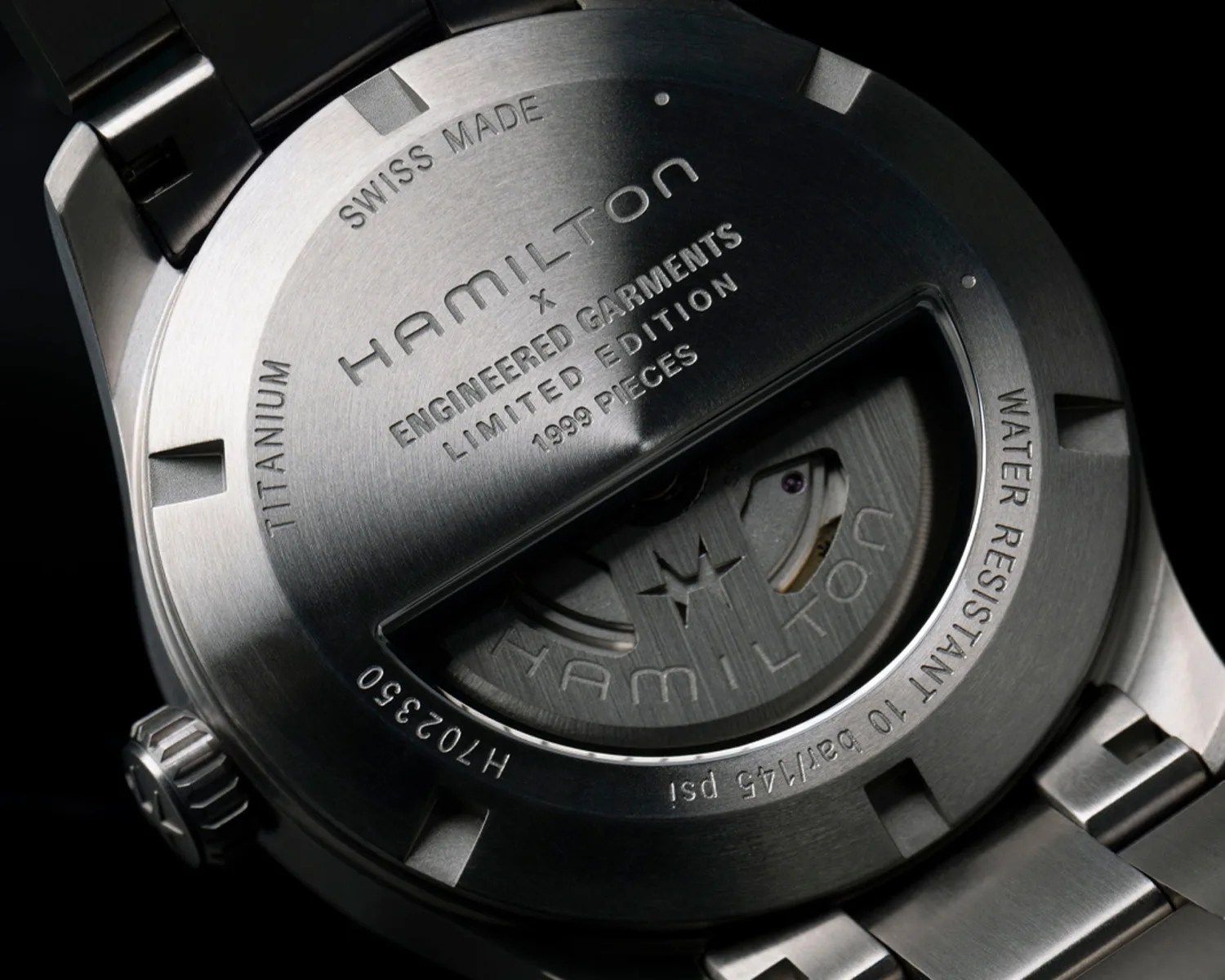 hamilton watch caseback showing a mechanical movement