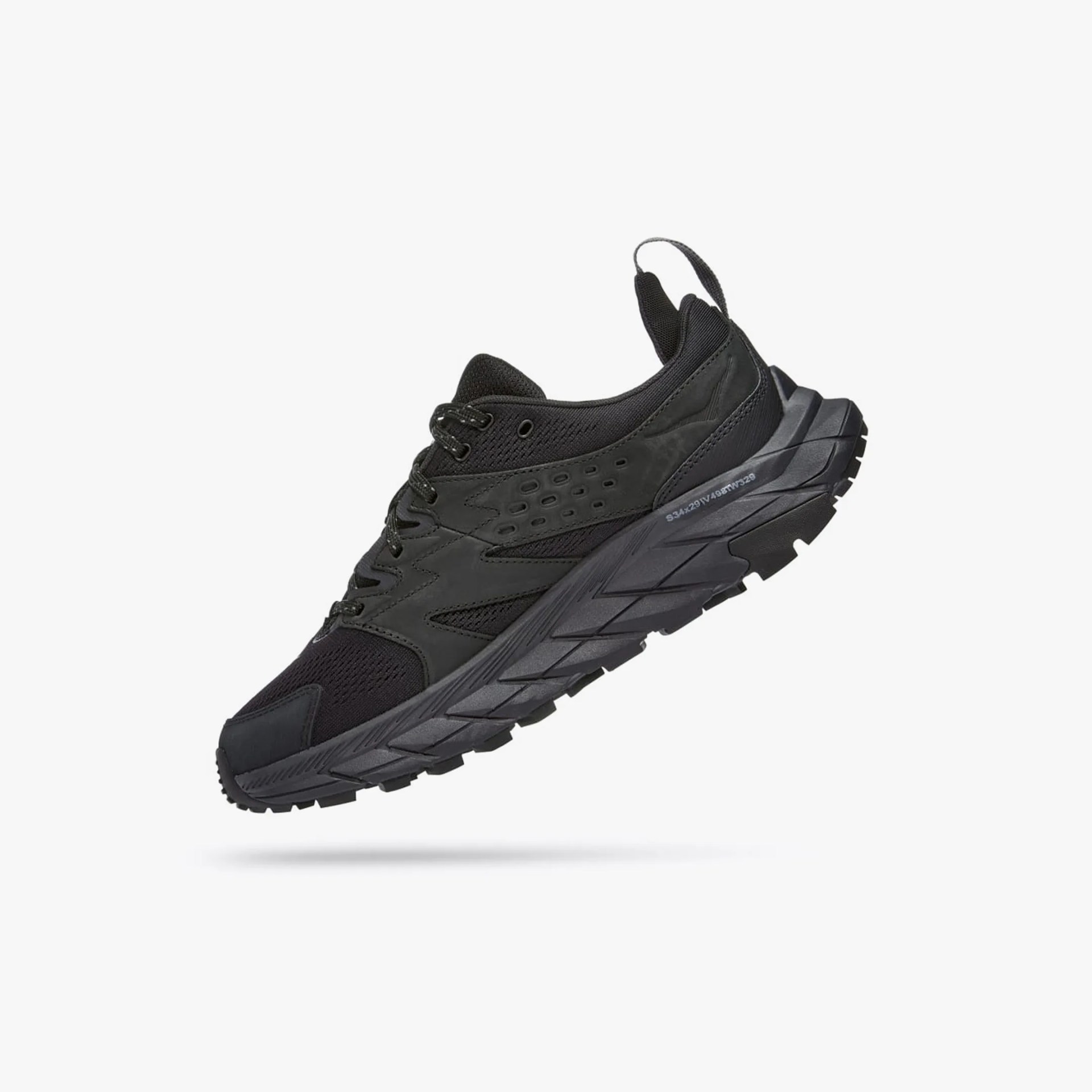 black hoka hiking shoe