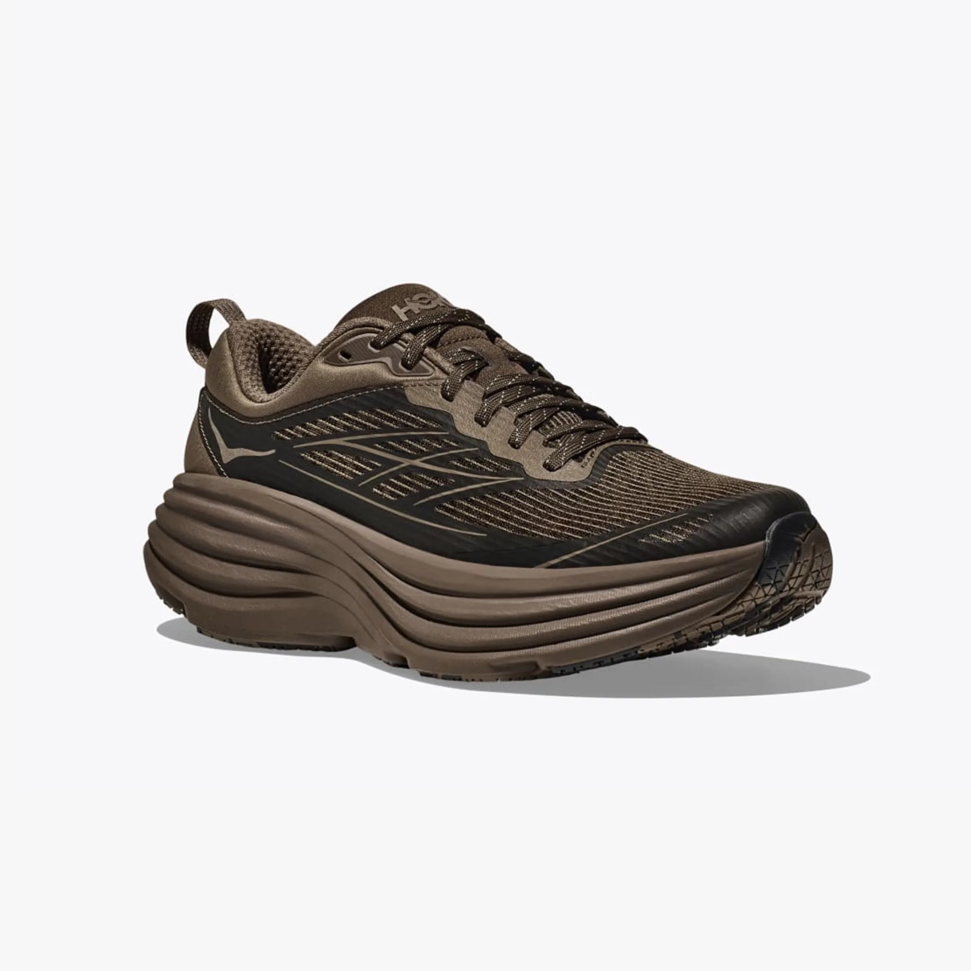brown hoka shoe