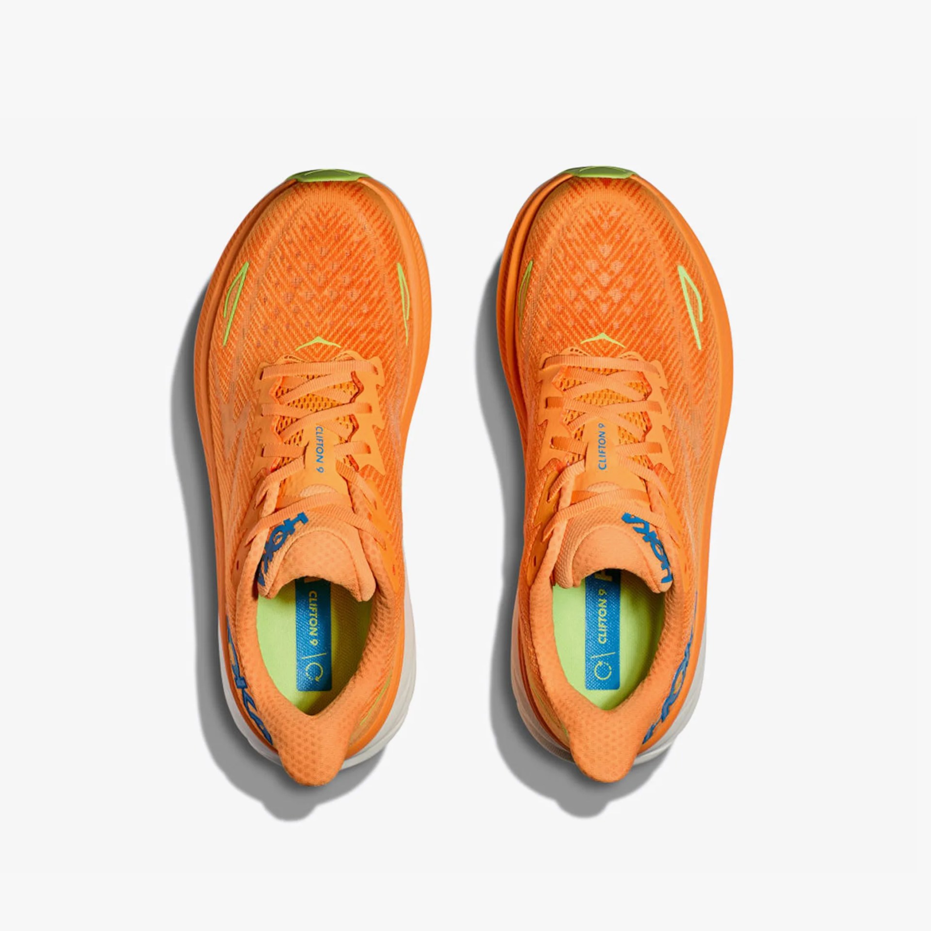 orange Hoka running shoe