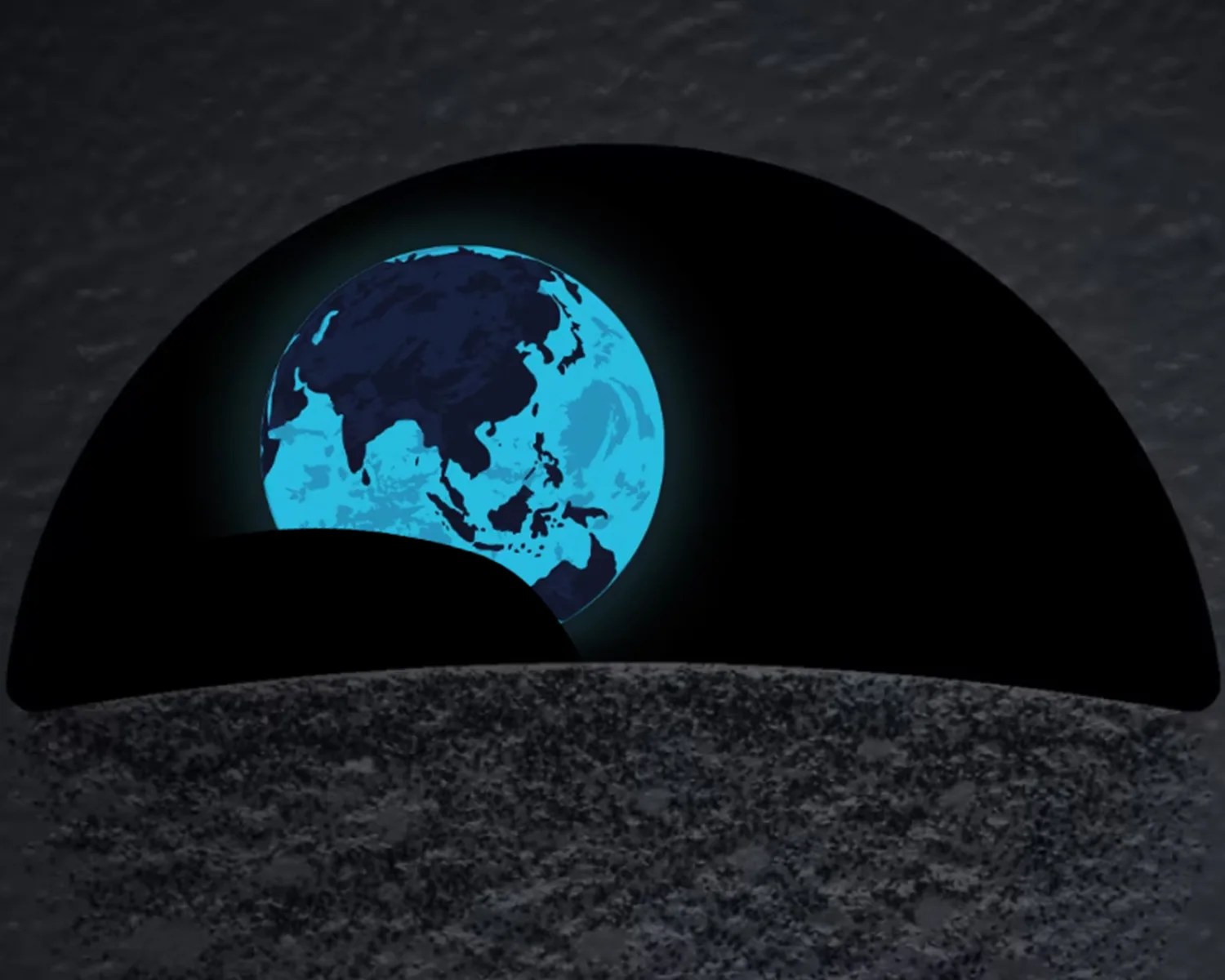 a closeup of a glowing earthphase display on a swatch moonswatch watch
