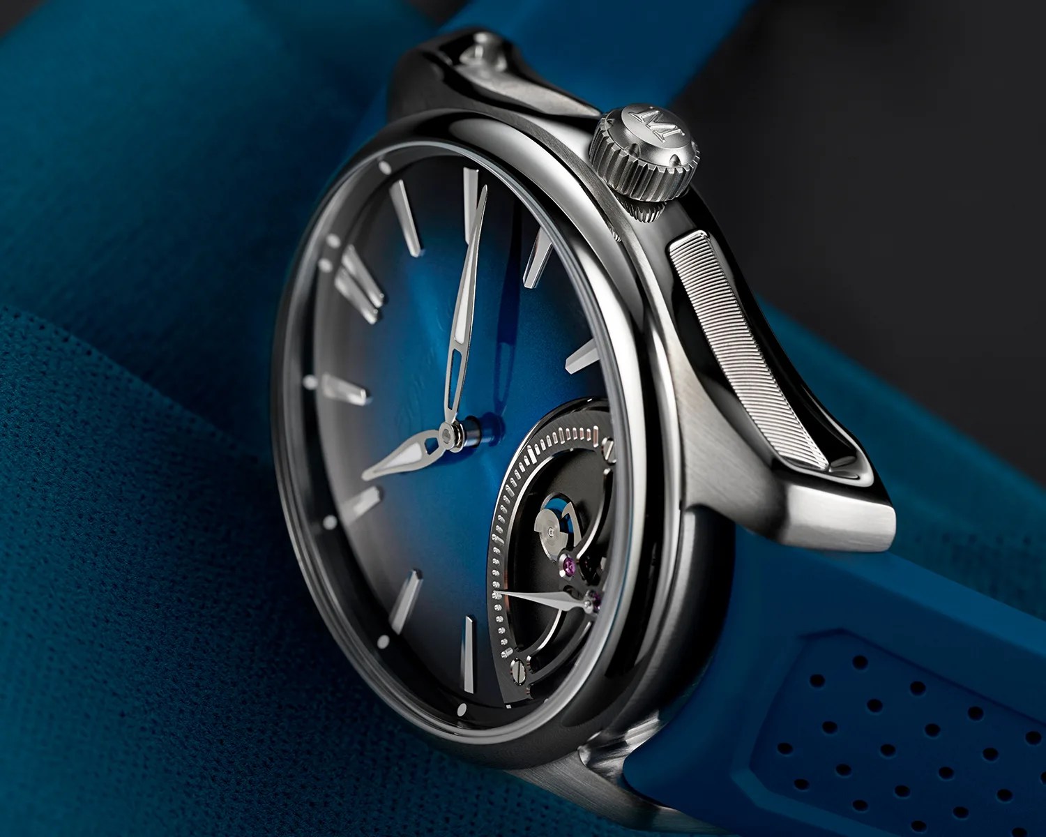 moser watch lying on its side