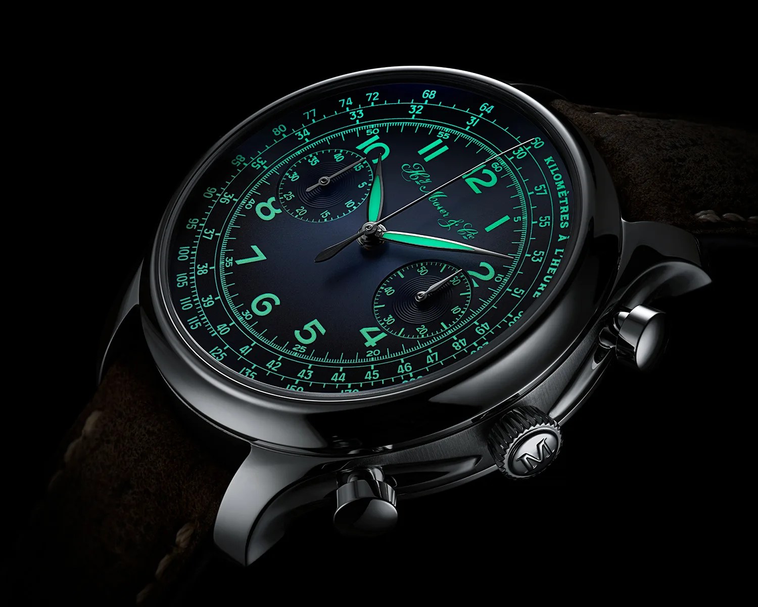 a moser x massena lab watch glows in the dark