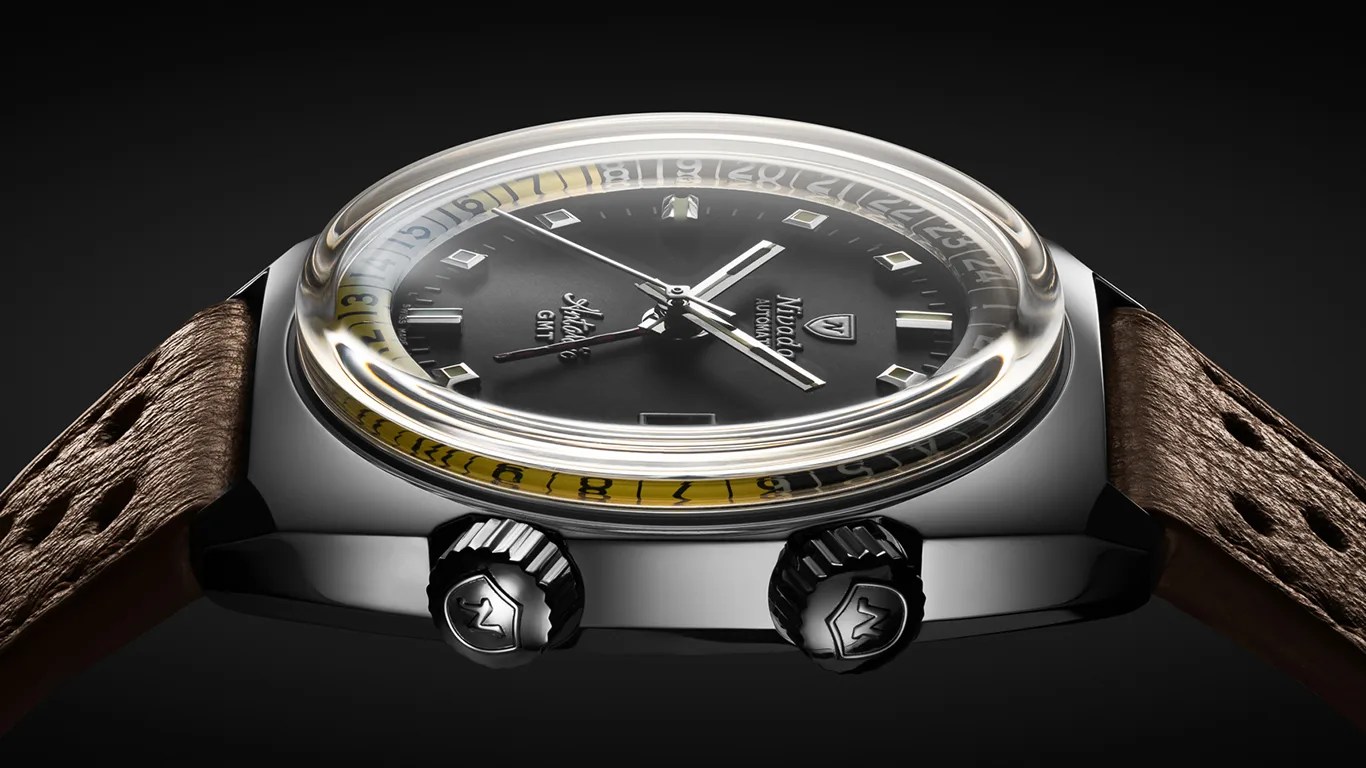a nivada watch viewed from the side