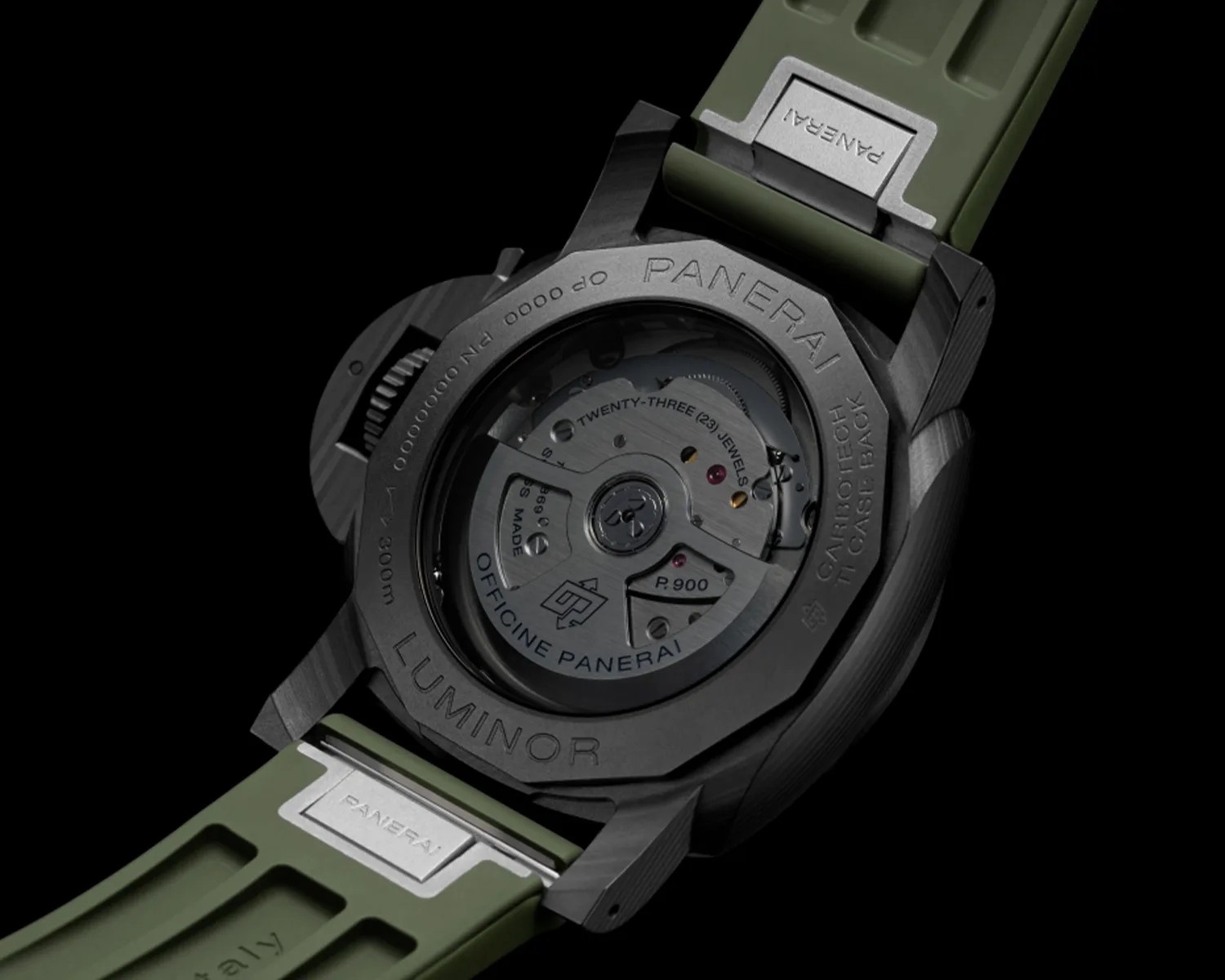 panerai watch caseback showing a mechanical movement
