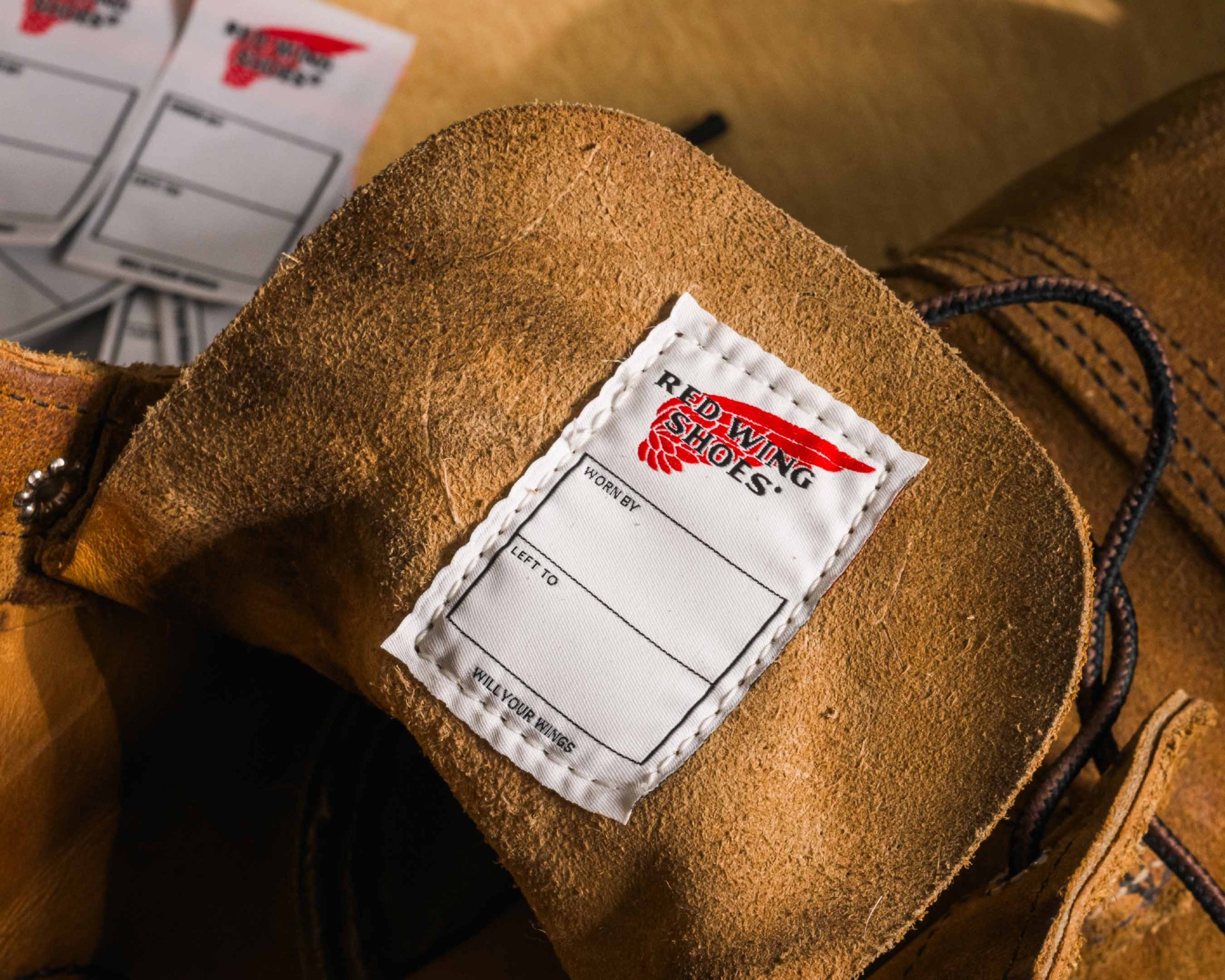 red wing tag in boot