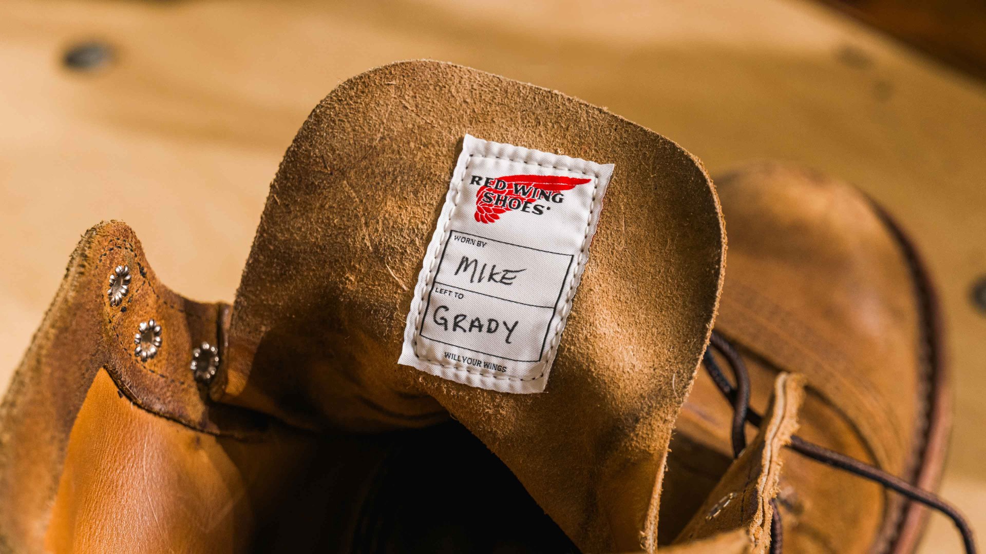 red wing tag in boot