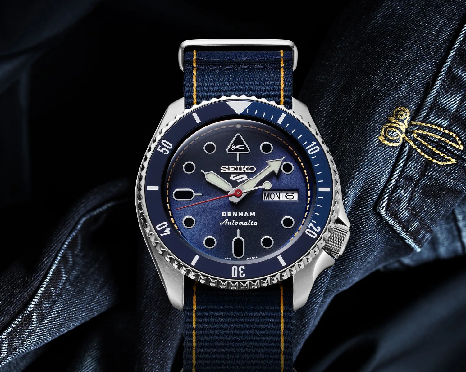 a seiko watch on a pair of jeans