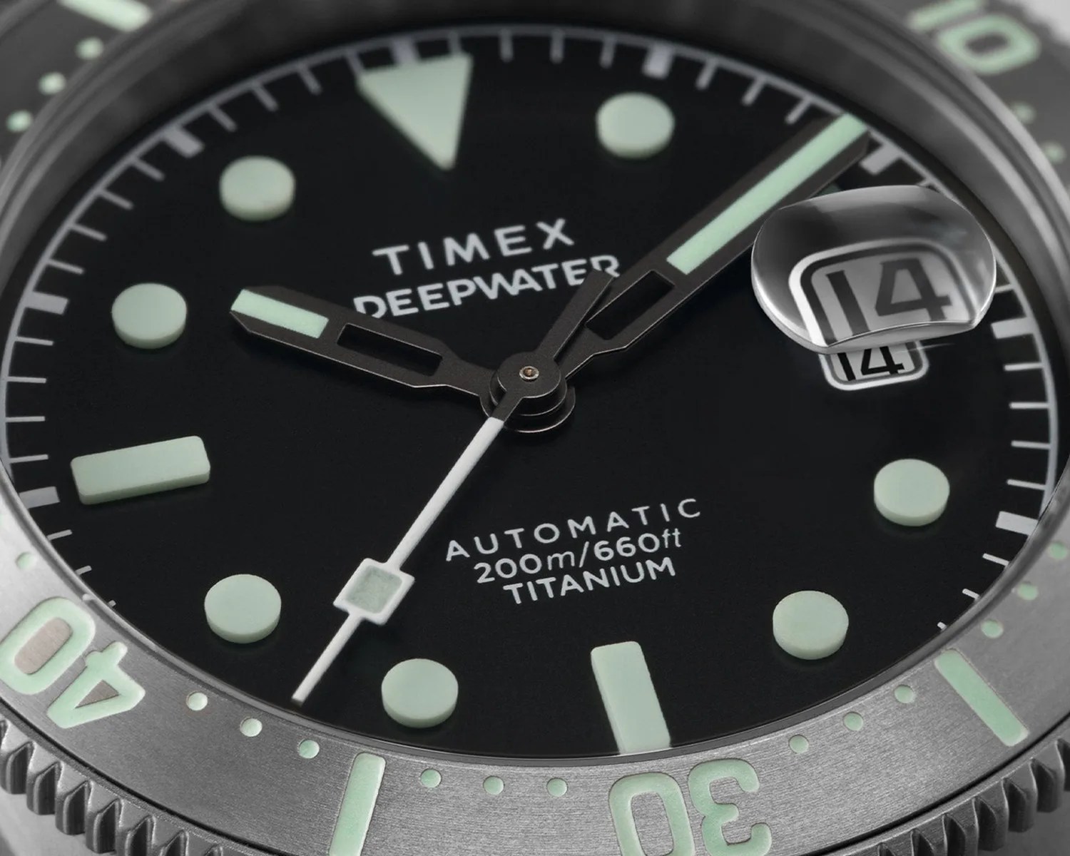 closeup of a timex dive watch dial