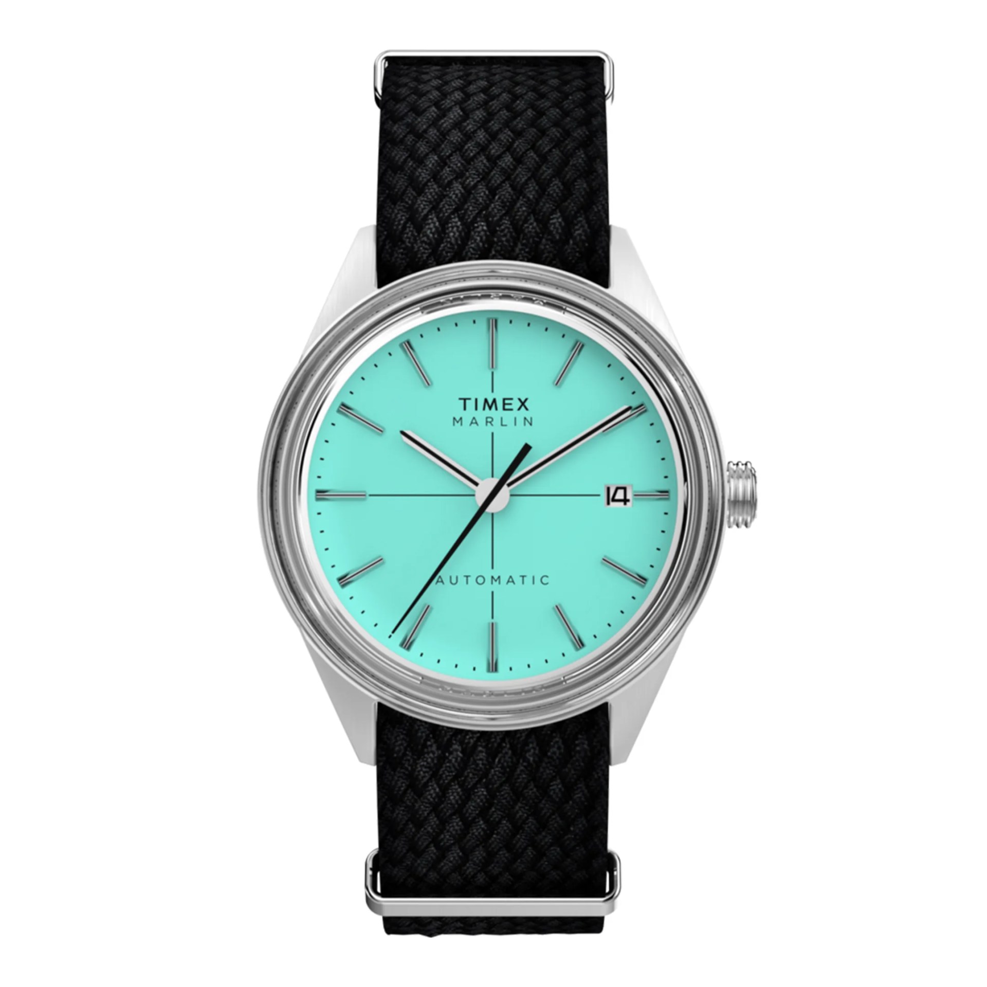 timex watch with a light blue dial