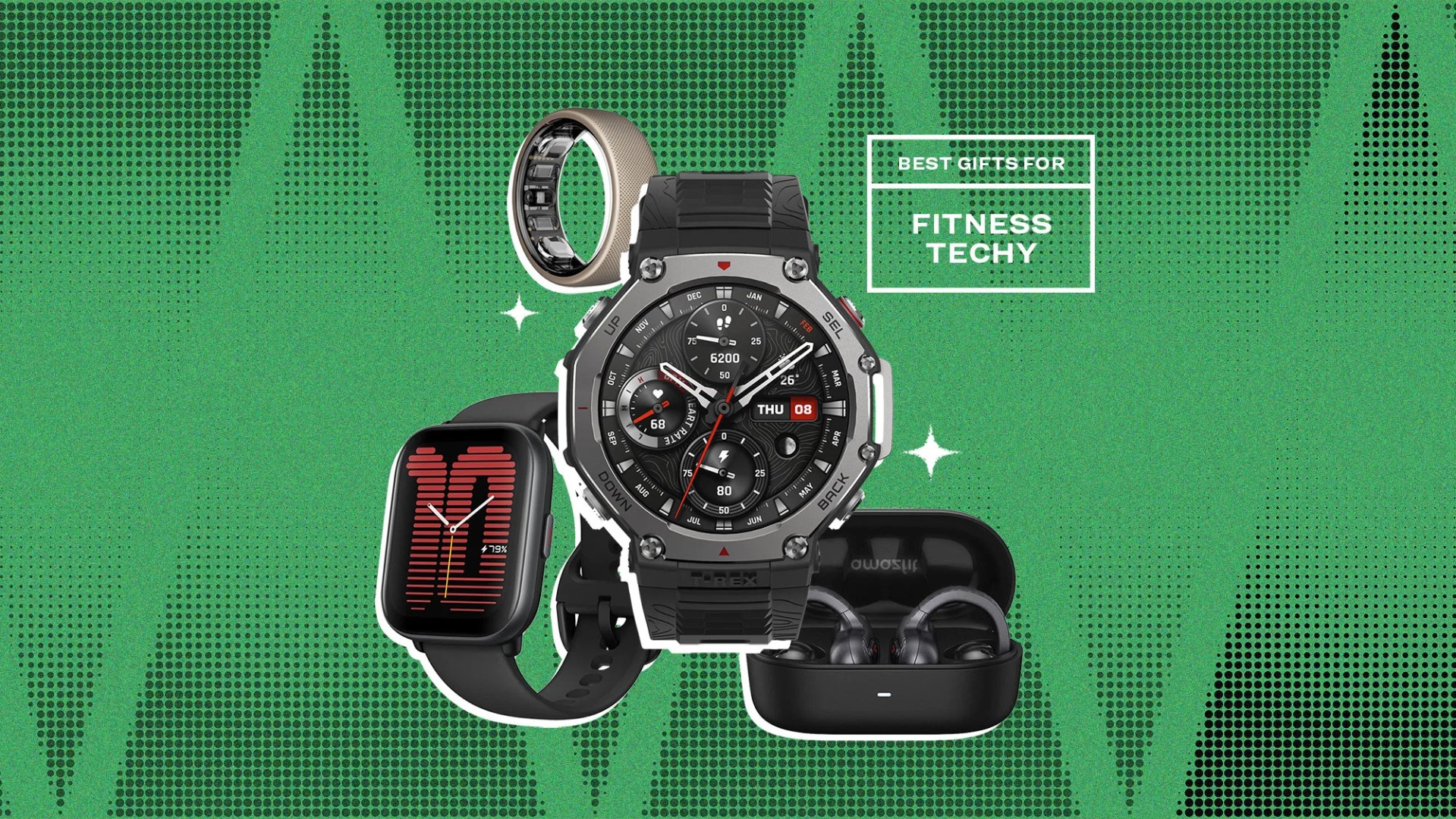 watches on green background