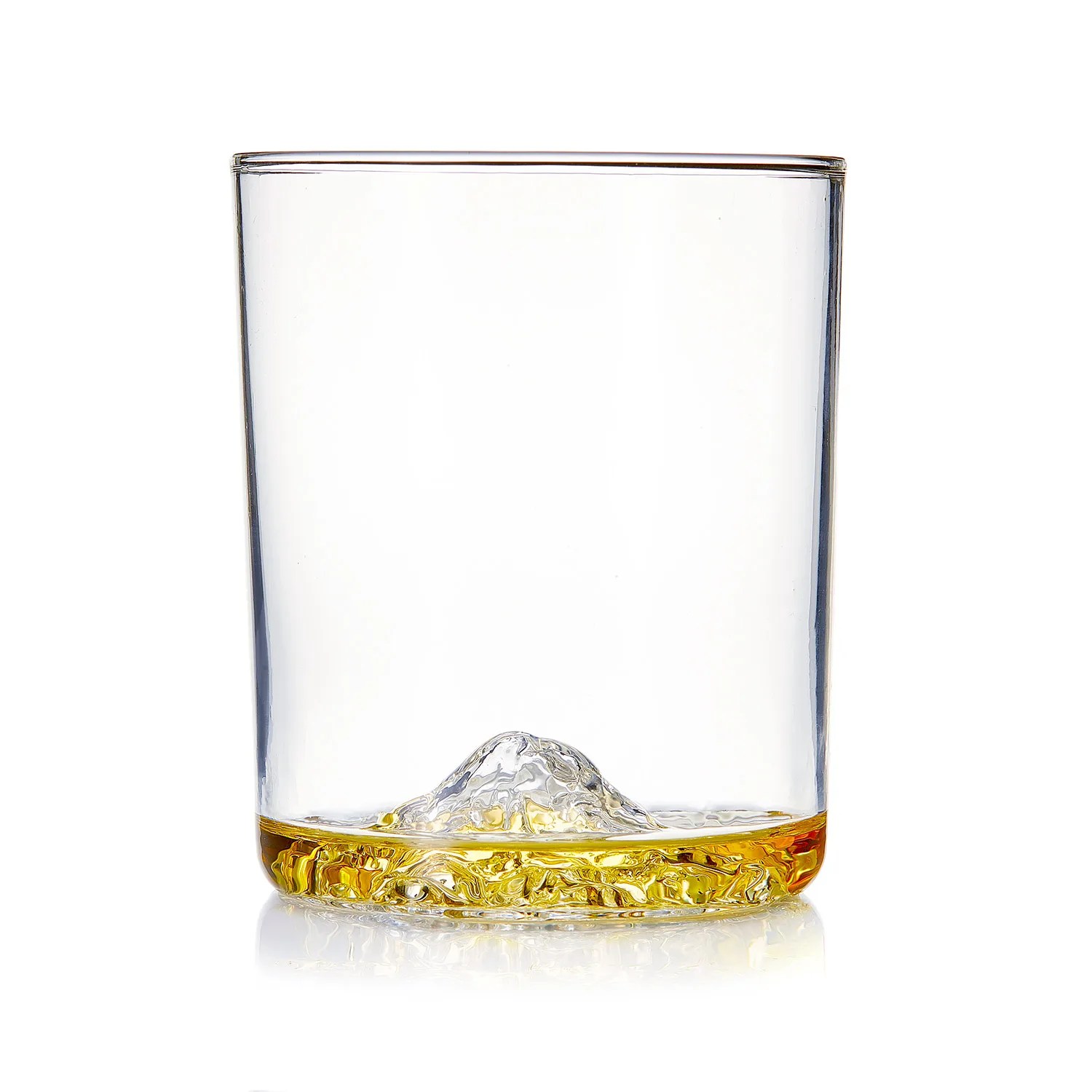 whiskey glass with mountain on bottom