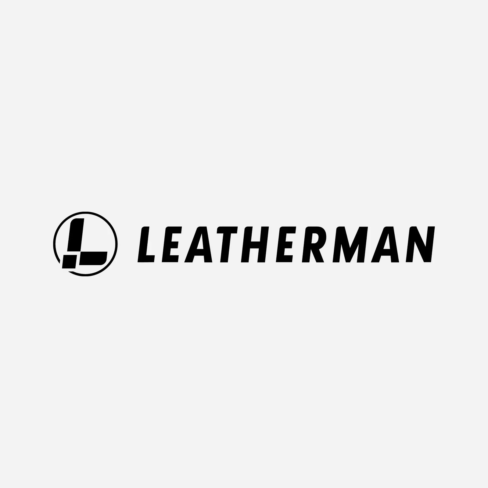 The Leatherman Multi-Tool wordmark in black on a light grey rectangle.