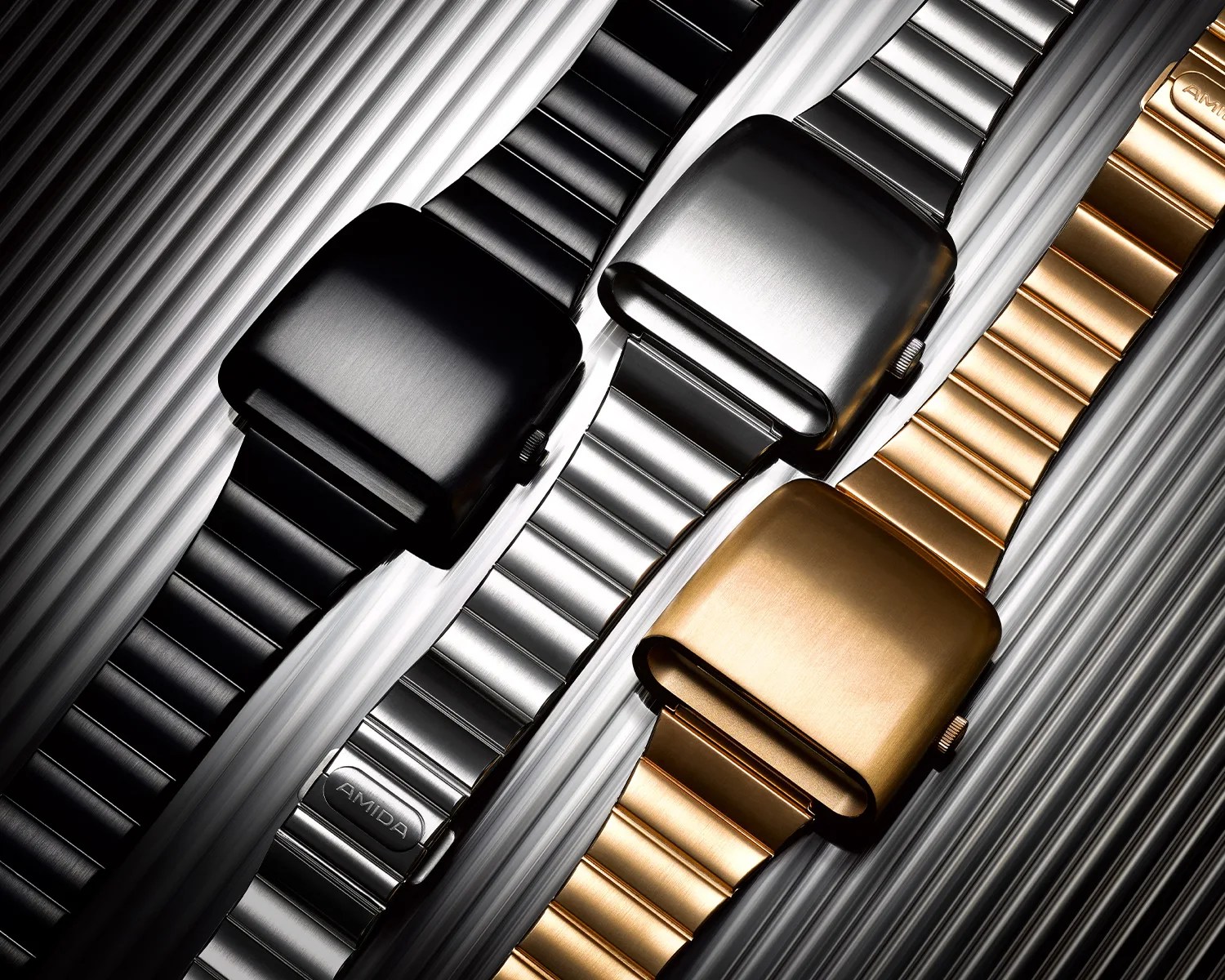 three amida digitrend watches seen from above