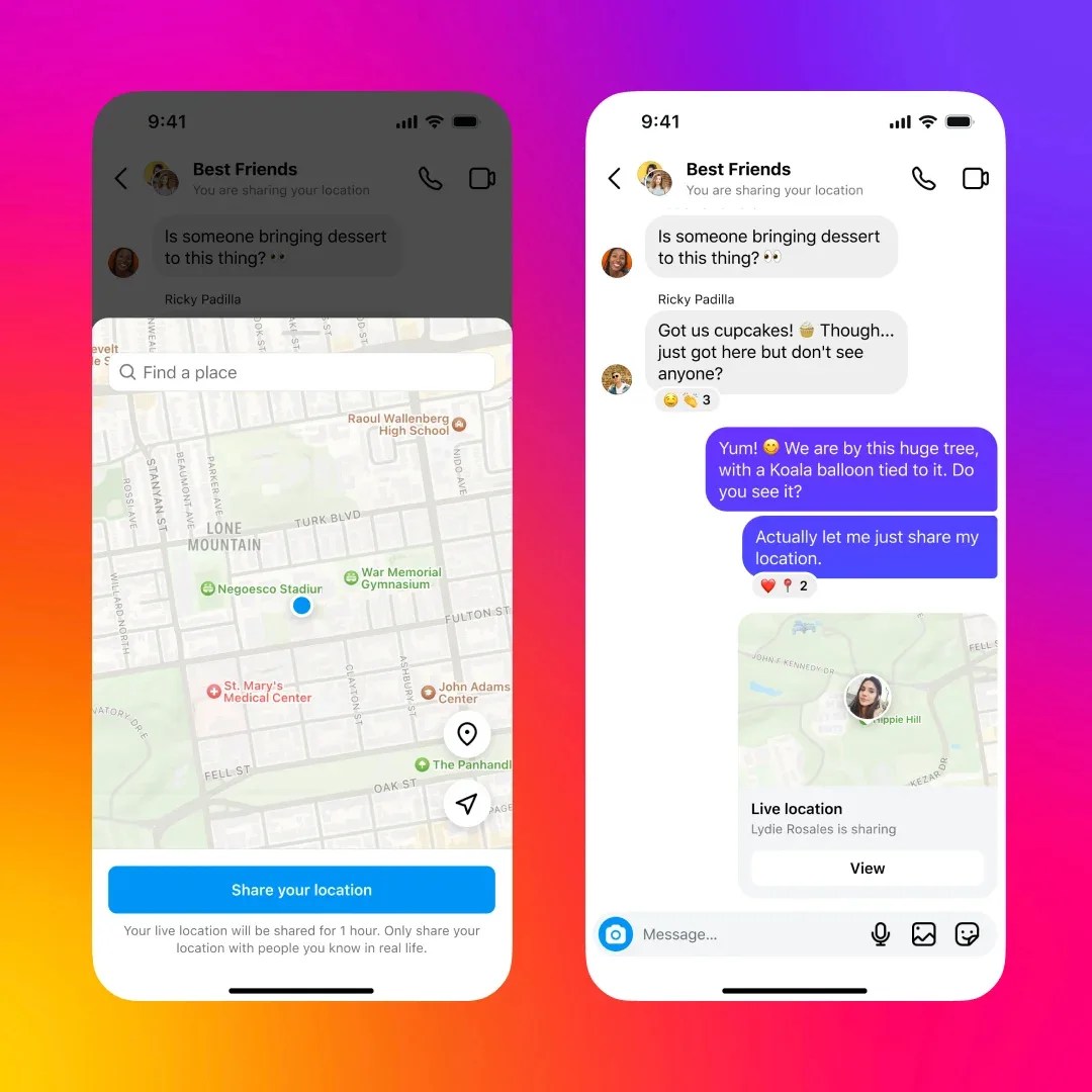 Instagram Share Live Location feature