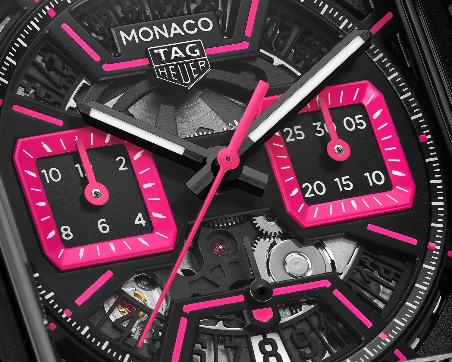 closeup of a tag heuer monaco watch