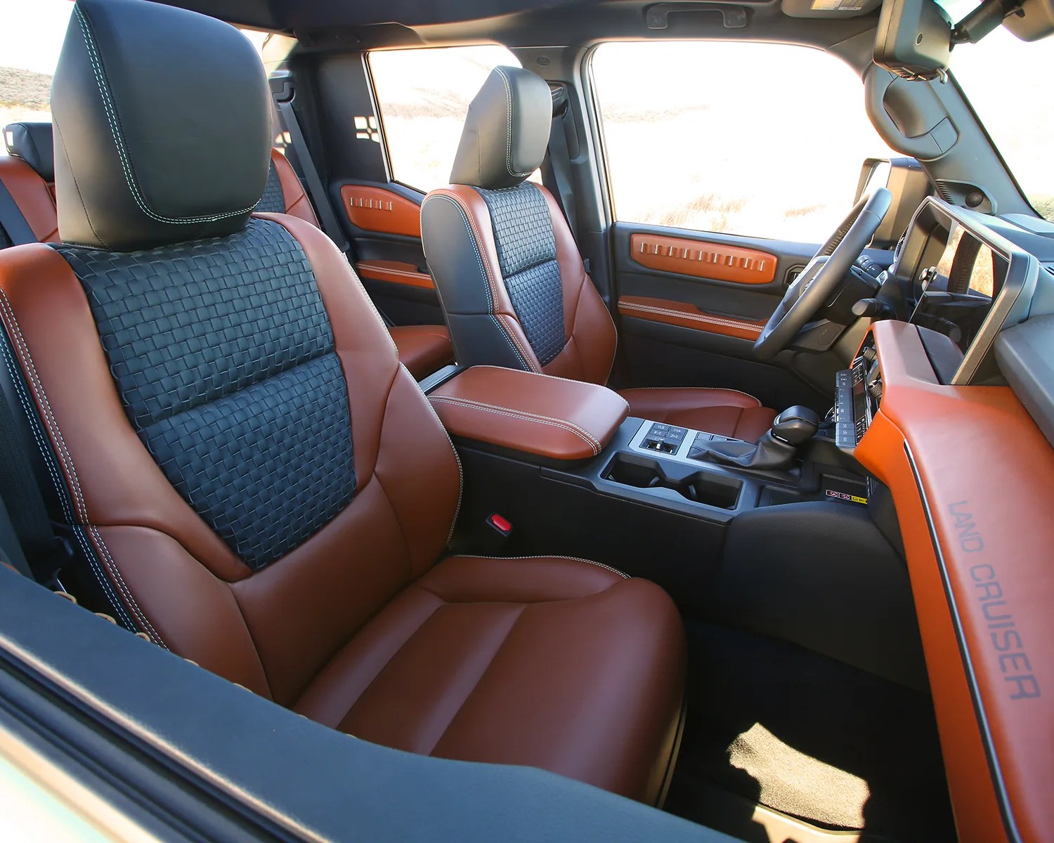 the leather interior of the toyota land cruiser rox concept suv
