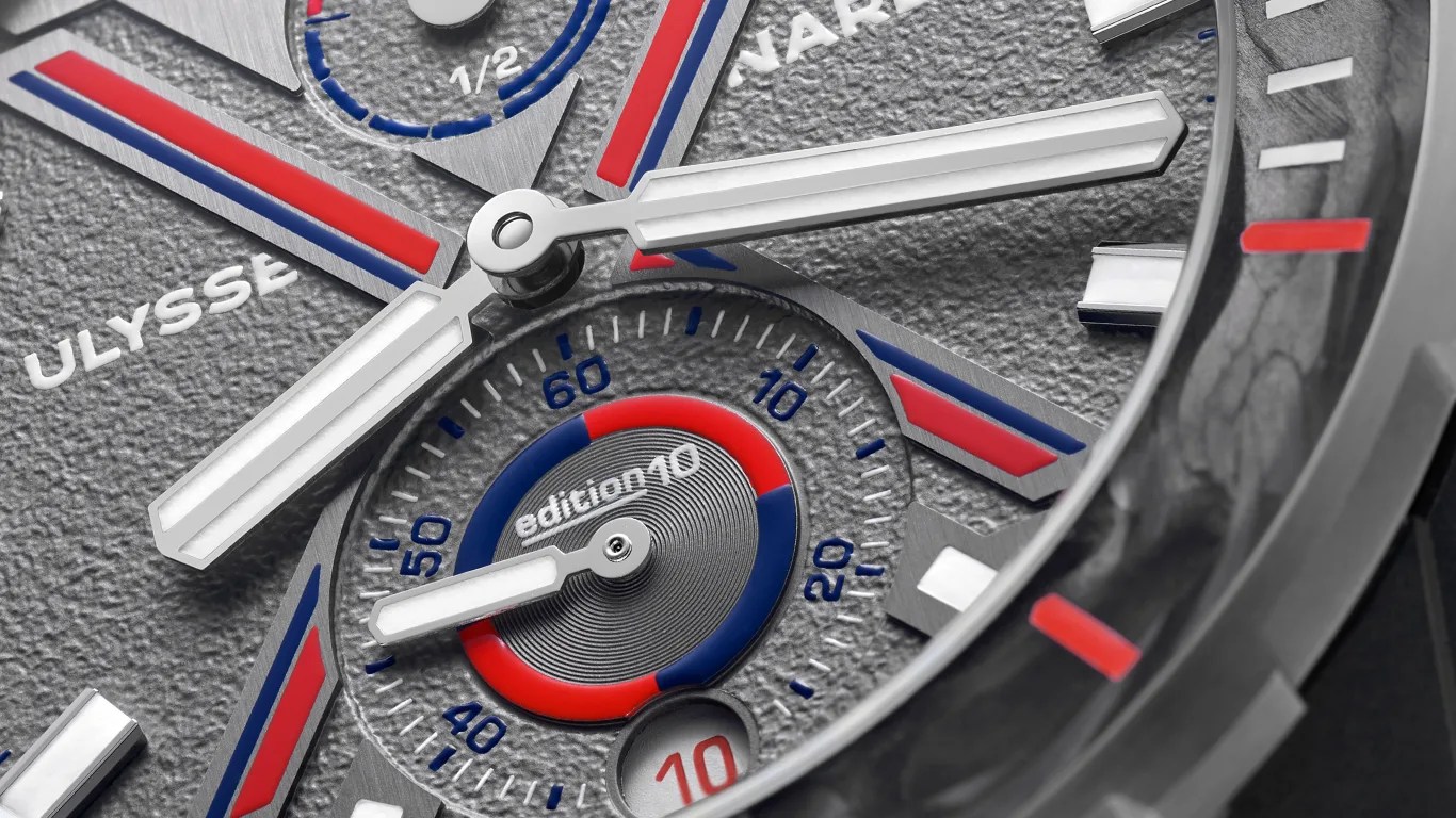 a closeup of a ulysse nardin Diver NET Vendée Globe dive watch