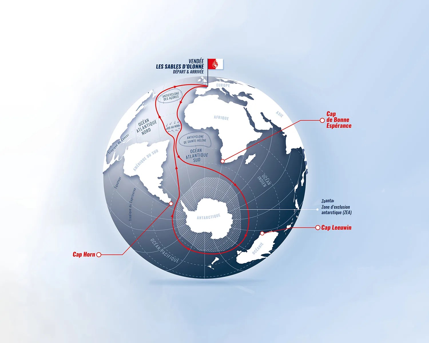 a map of the Vendée Globe boat race around the world