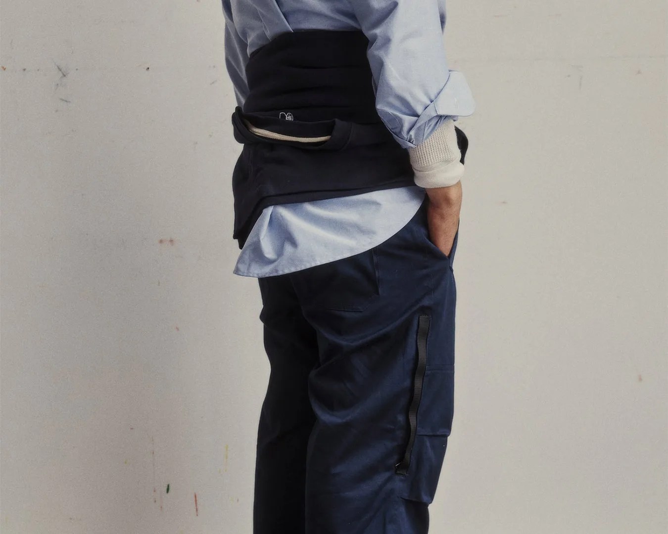 man wearing Aaron Levine Pants