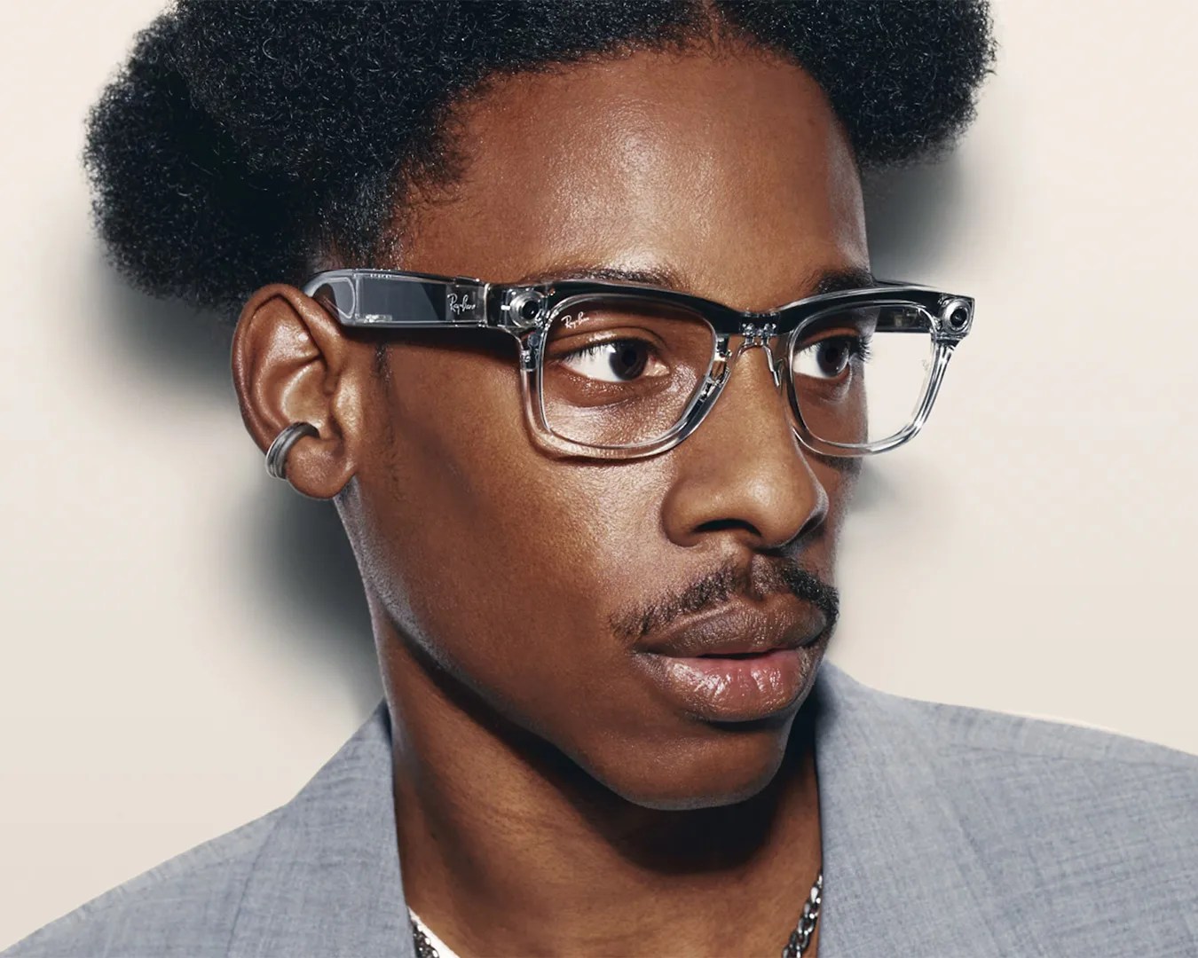 man wearing Meta Ray-Ban Advanced Smart Glasses