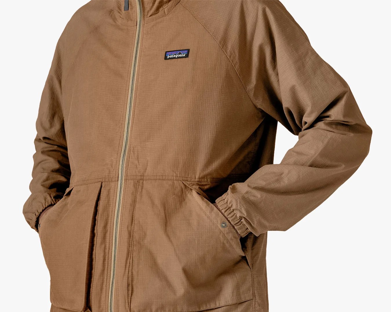 person wearing Patagonia Lightweight Waxed Cotton Jacket