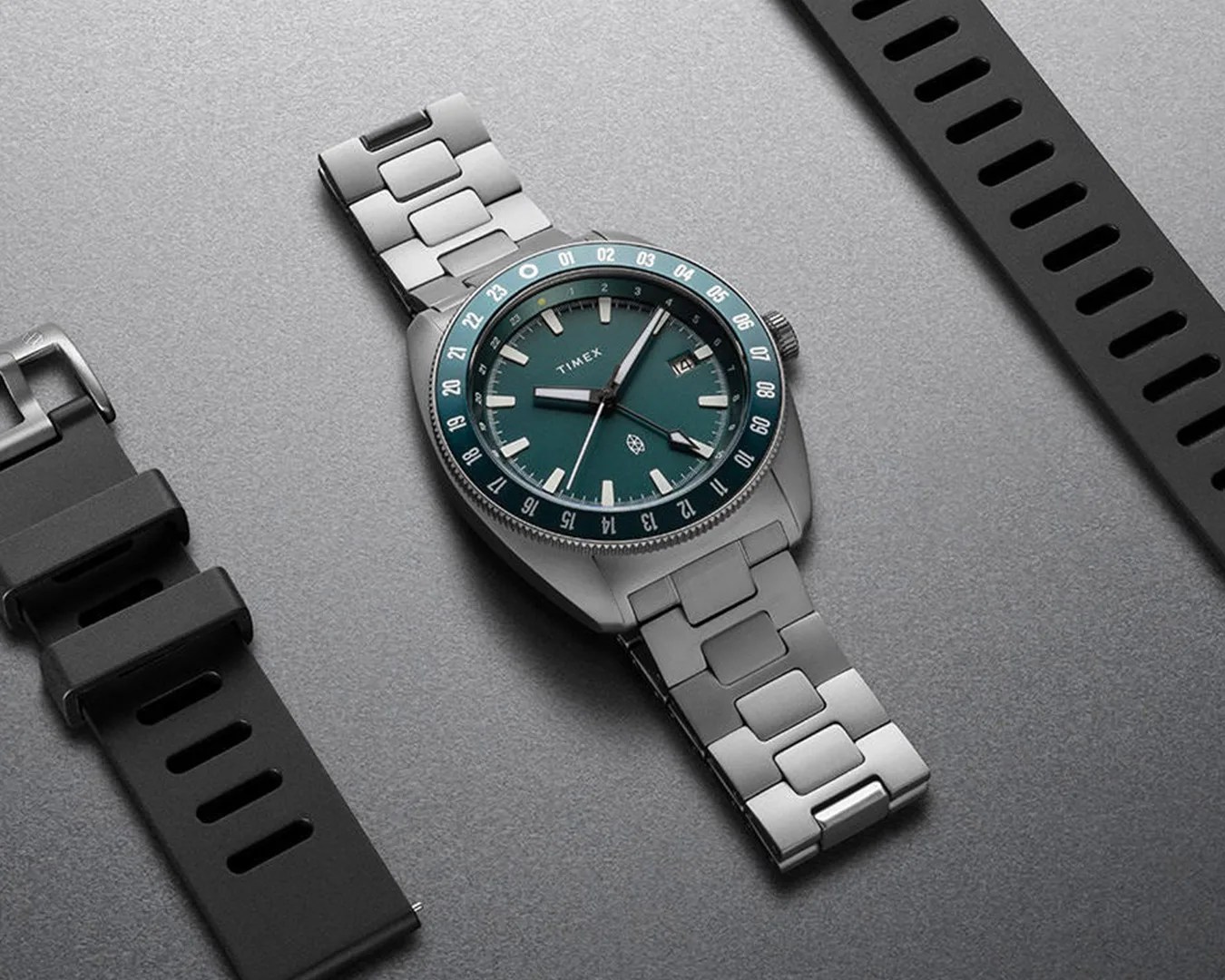 The James Brand x Timex Titanium GMT watch