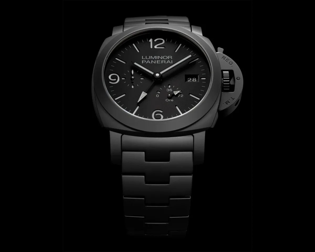 Panerai Luminor GMT Power Reserve Ceramica on black background