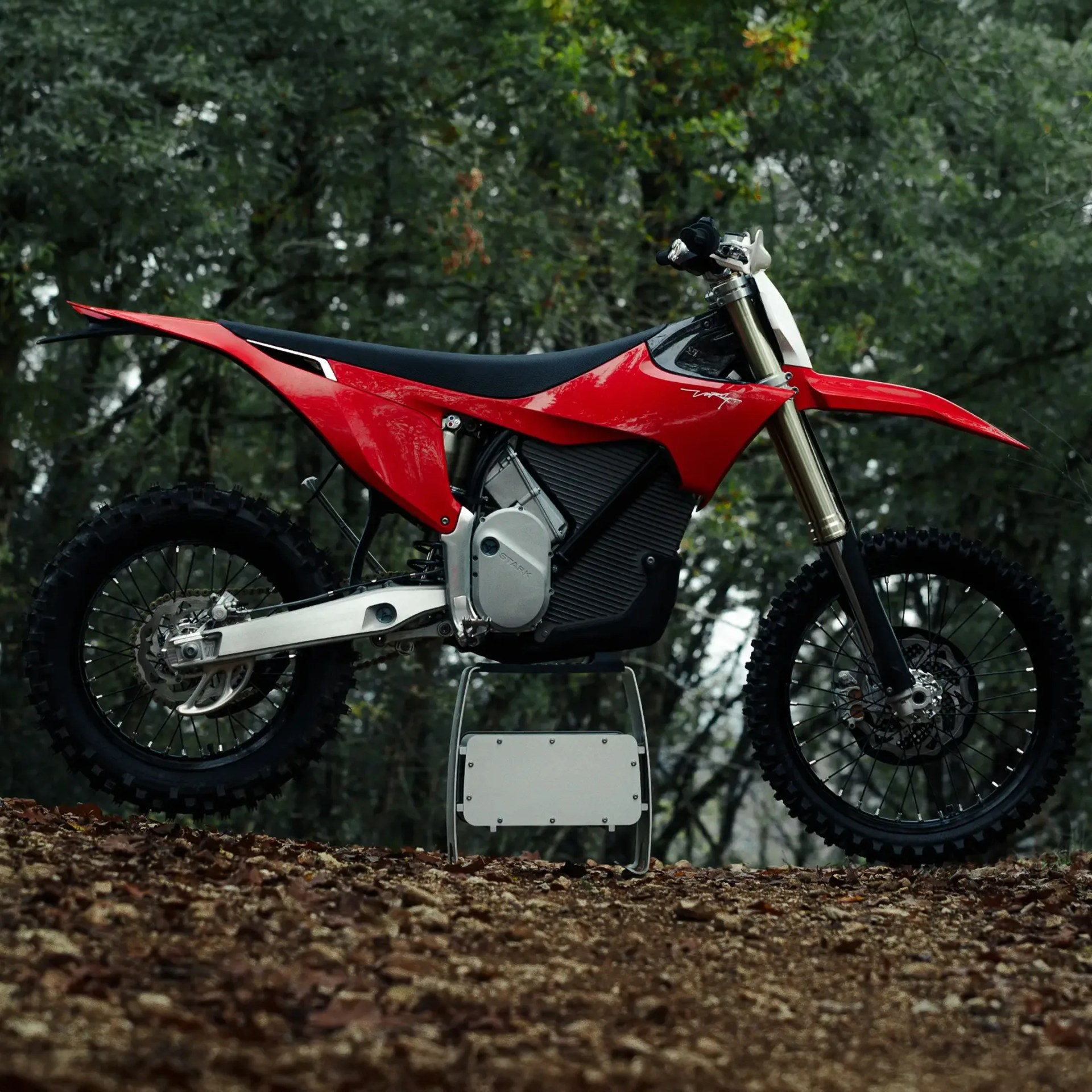 Stark Varg EX on forest trail