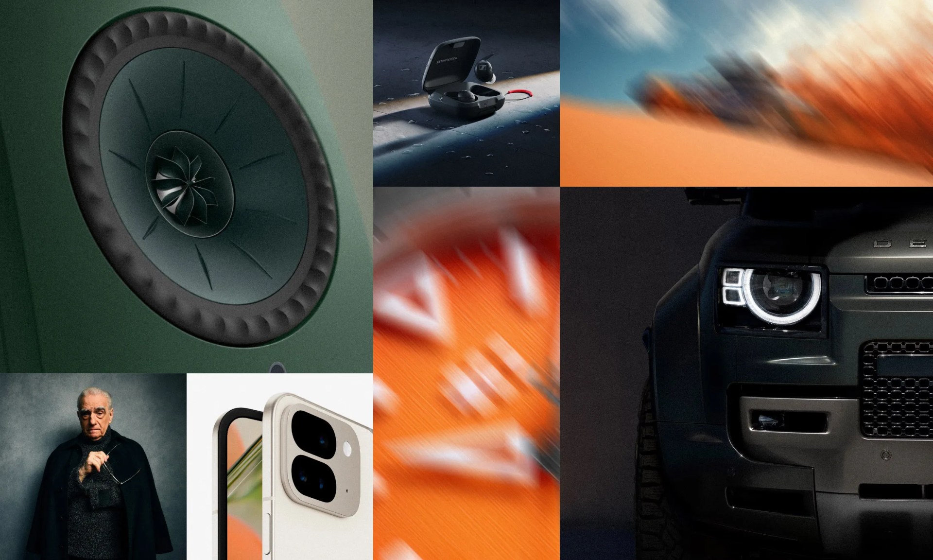 collage of products including a speaker, earbuds, truck, watch, phone