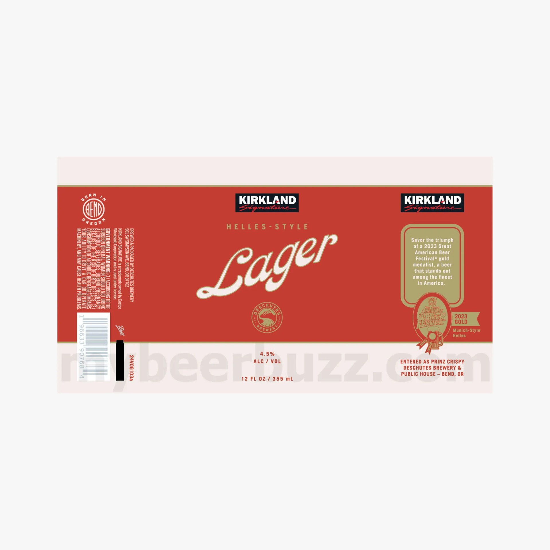 label for kirkland signature beer