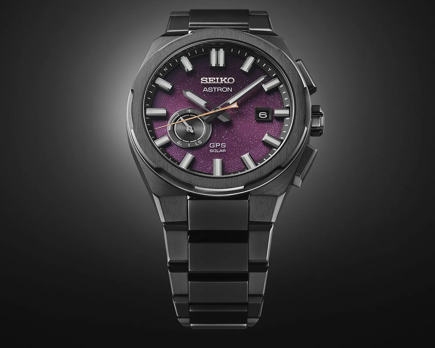 a purple and black seiko watch