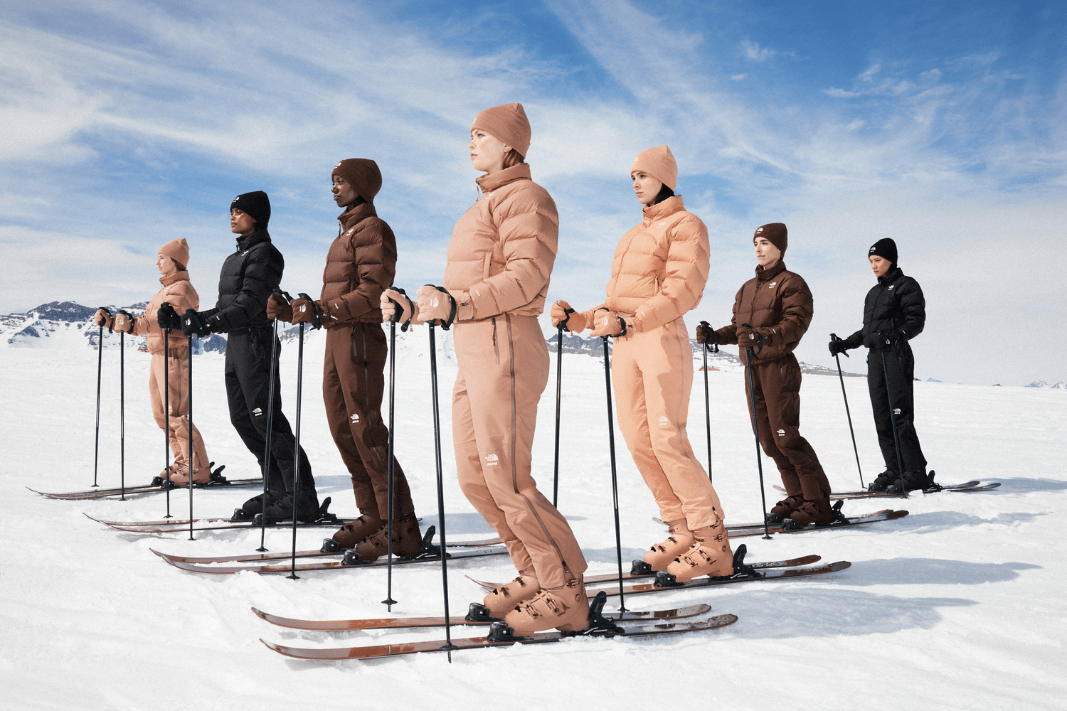 skims x tnf on piste with skis