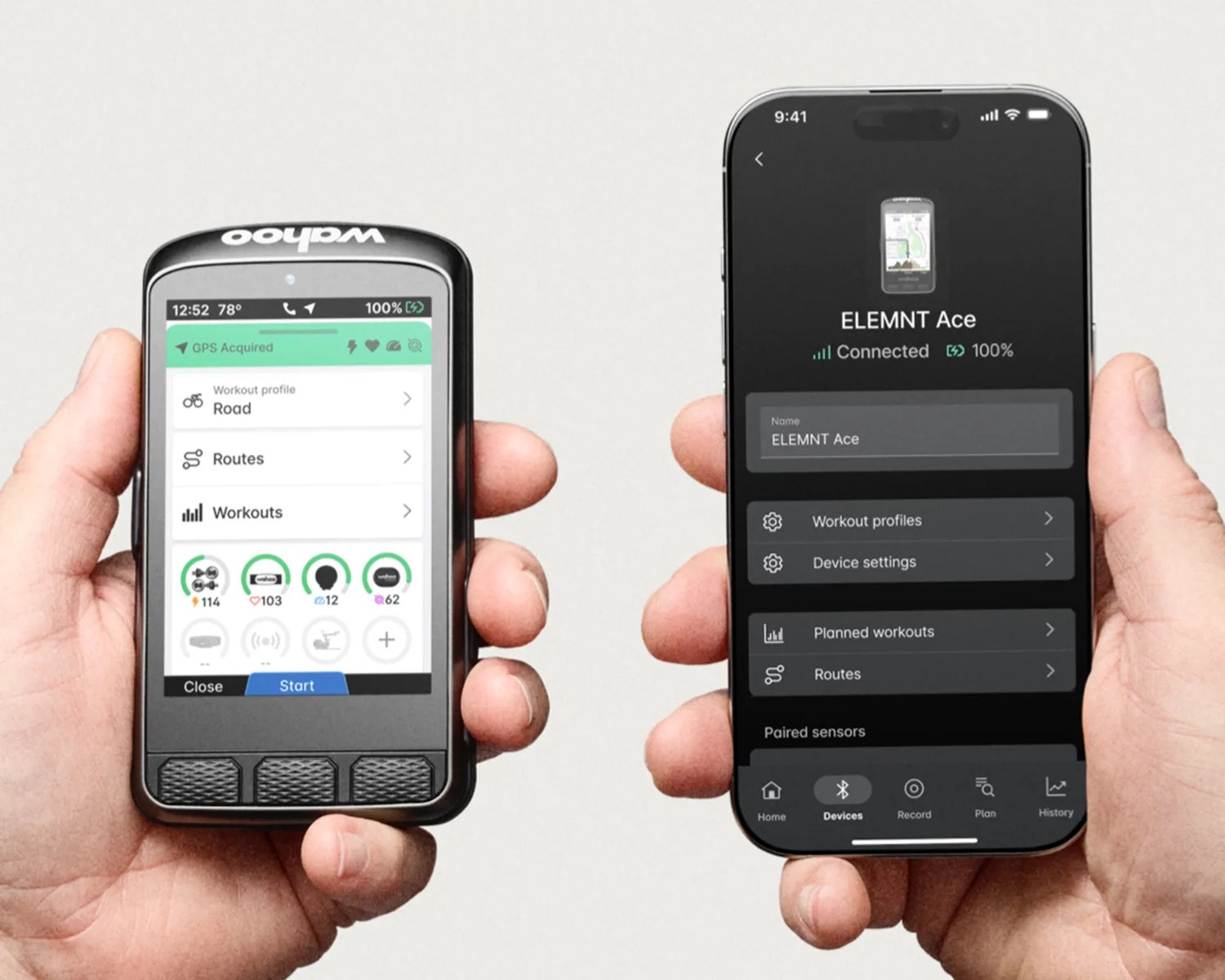 wahoo element ace with smartphone