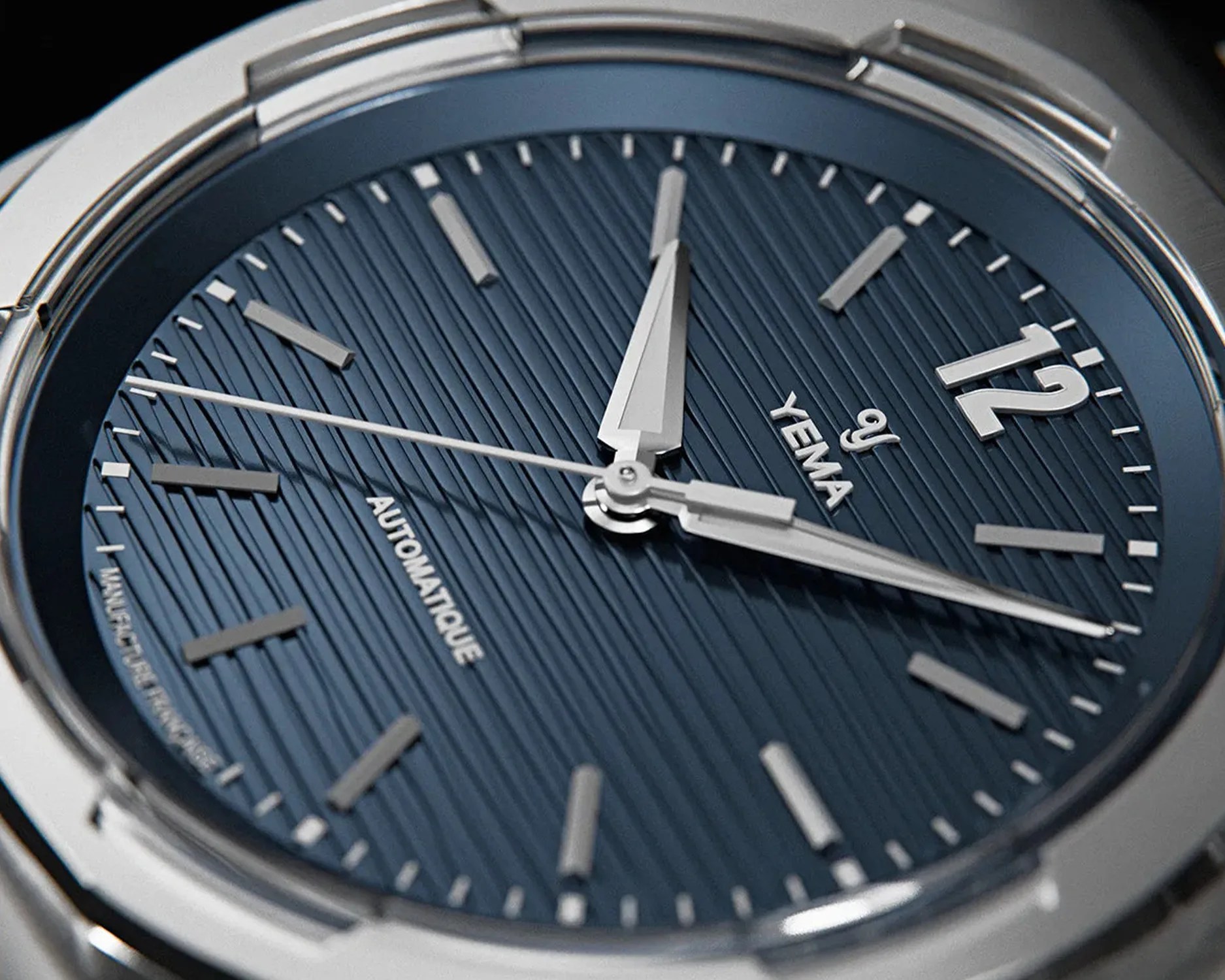 a closeup of a a yema sports watch dial