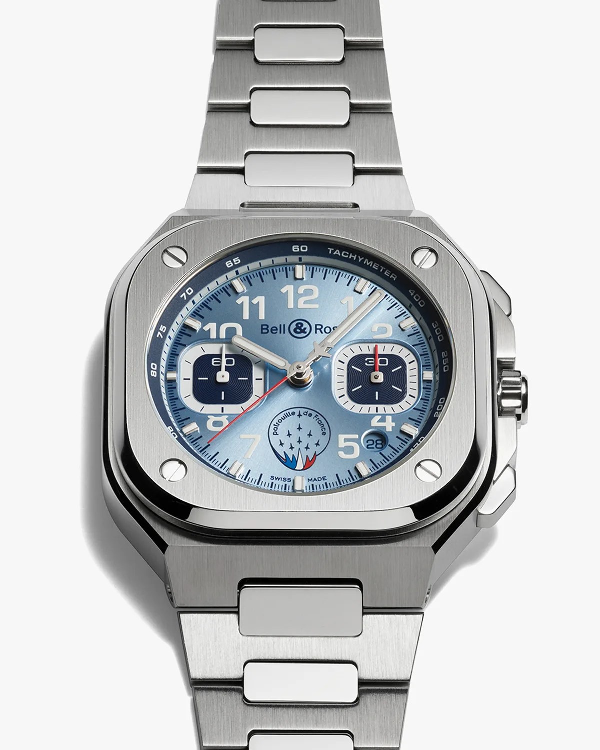 A steel chronograph watch