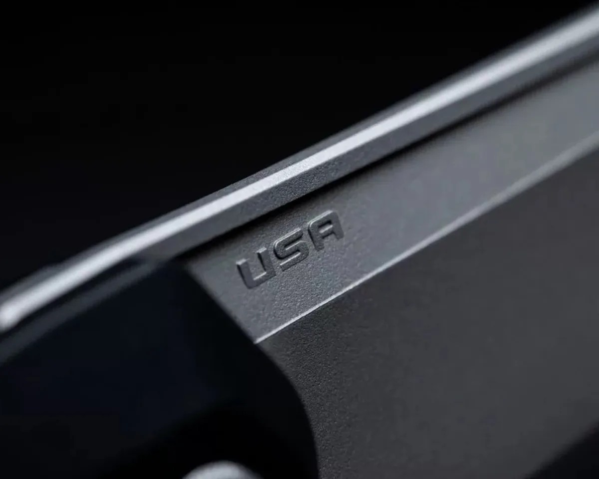 Closeup of Magpul Breslau USA blade stamp