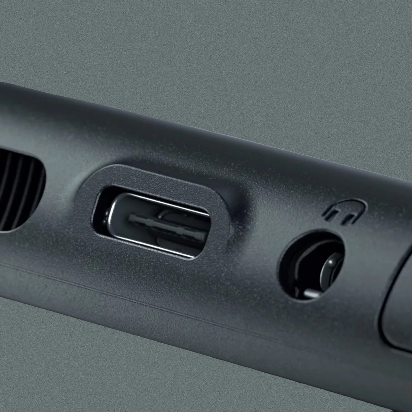 A close up view of the USB-C port on the Nintendo Switch 2 located next to the headphone jack. 