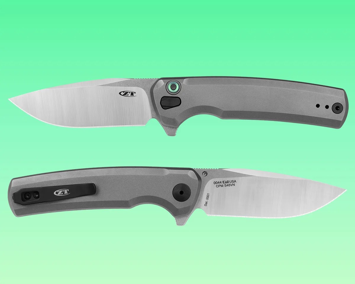 Zero Tolerance 0044 knife front and back on green background