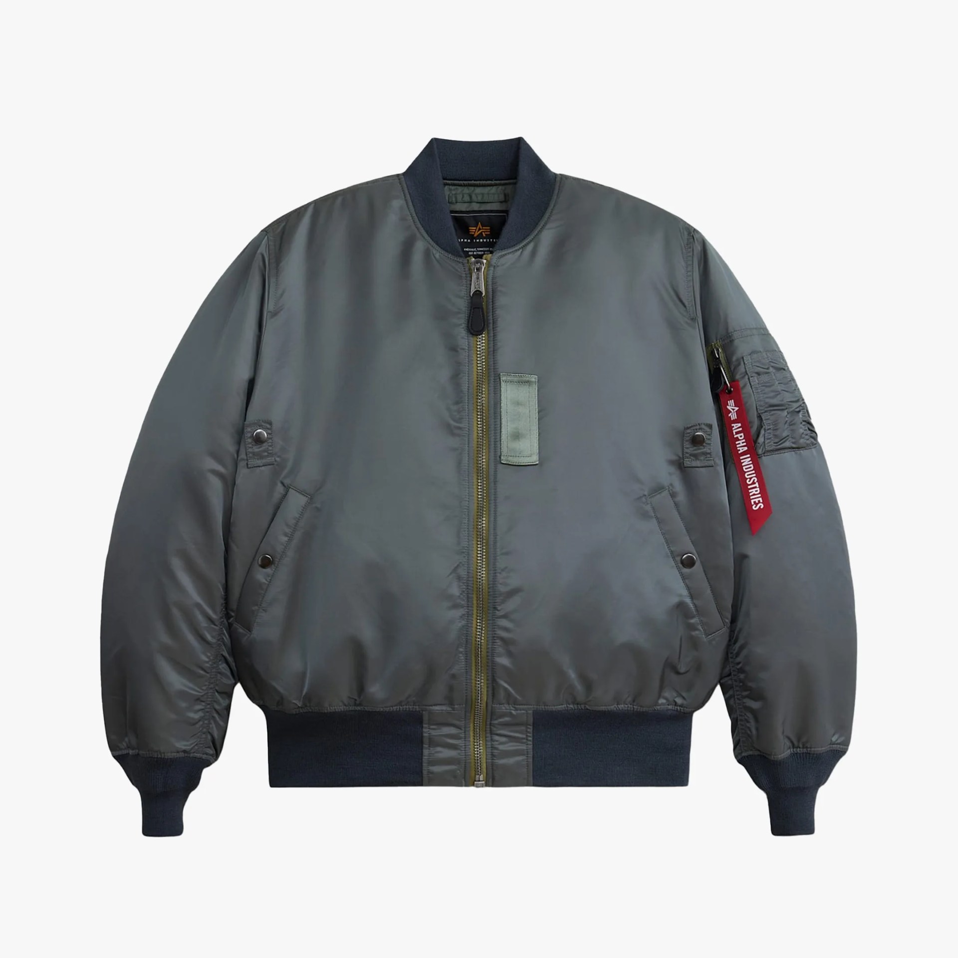 a gray bomber jacket